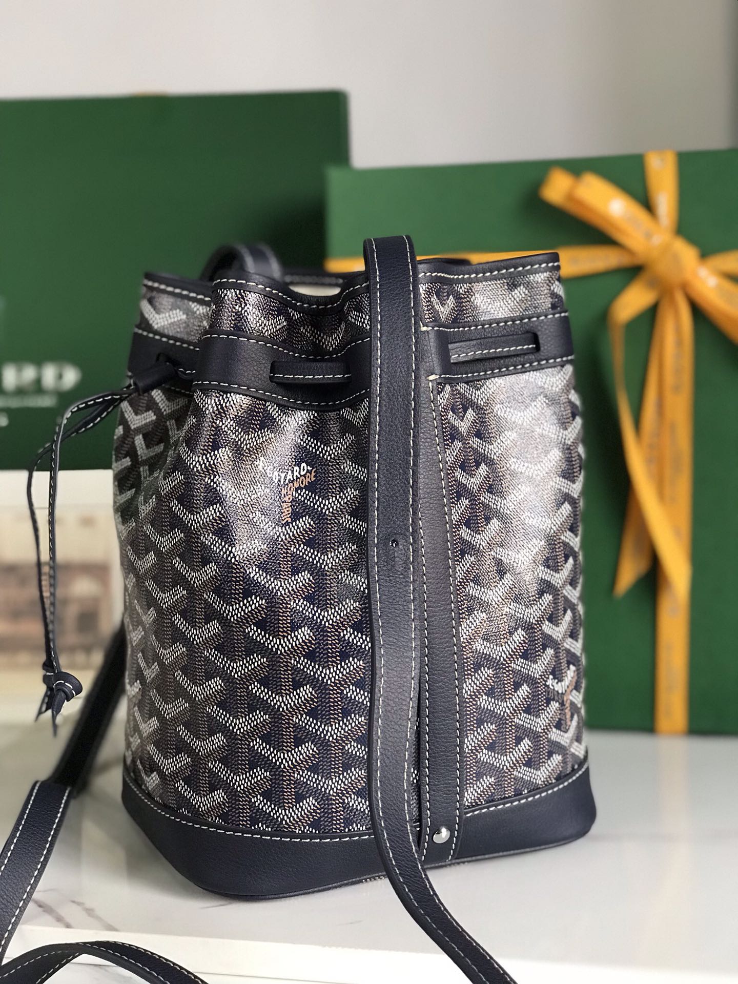 Goyard Navy Blue Goyardine Coated Canvas and Leather ...