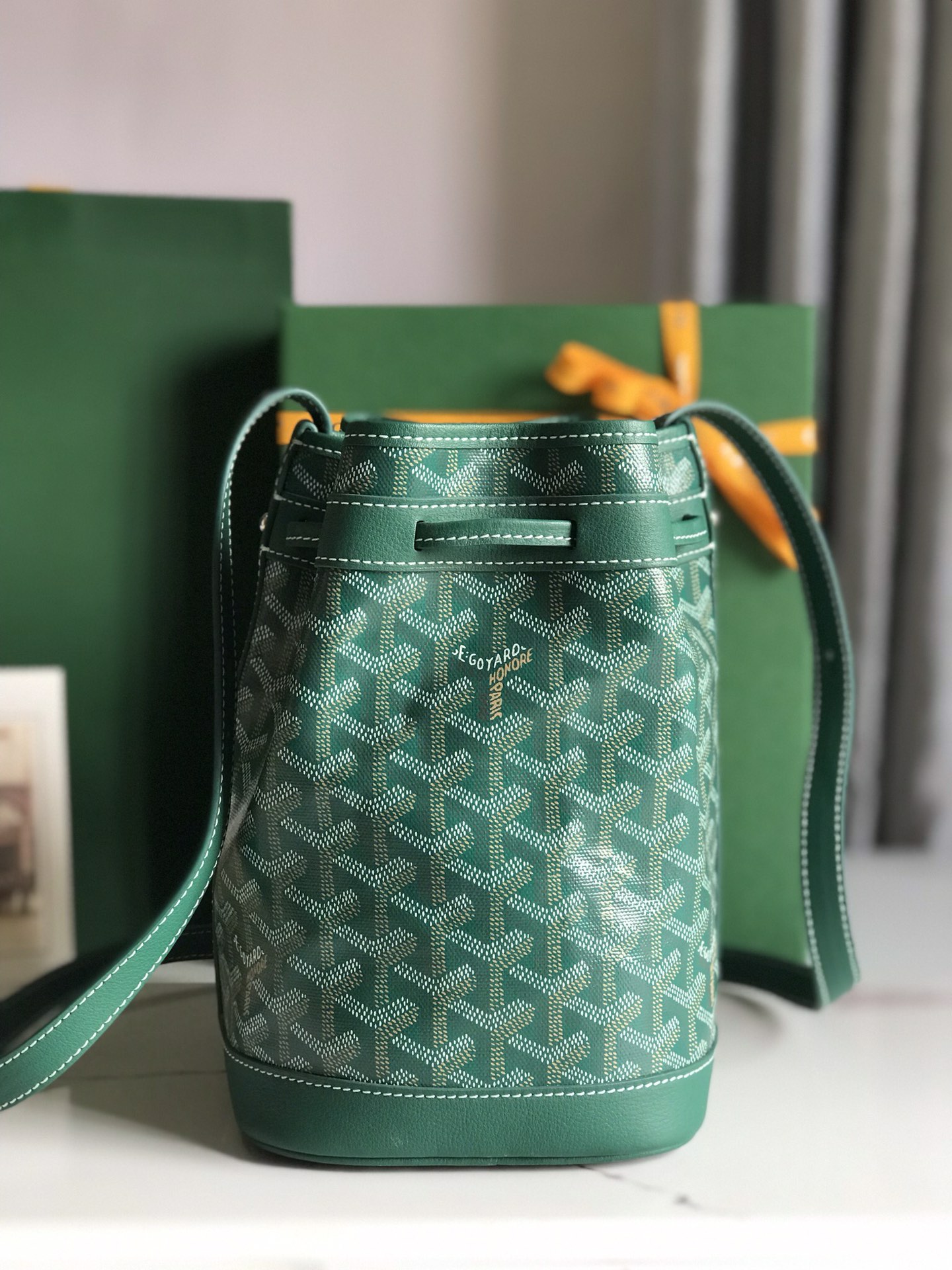 Goyard green Goyardine Coated Canvas and Leather ...