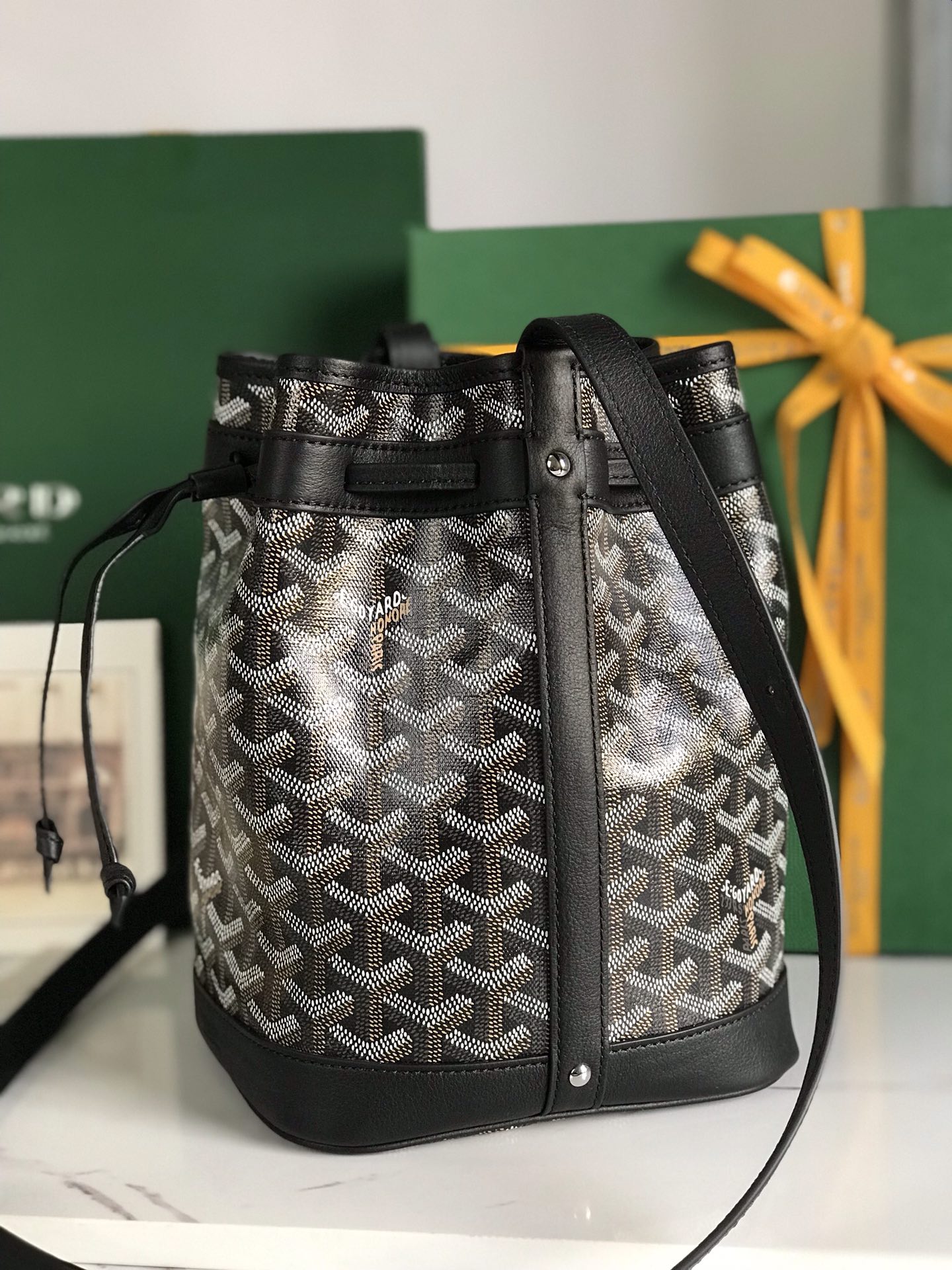 Goyard black Goyardine Coated Canvas and Leather ...
