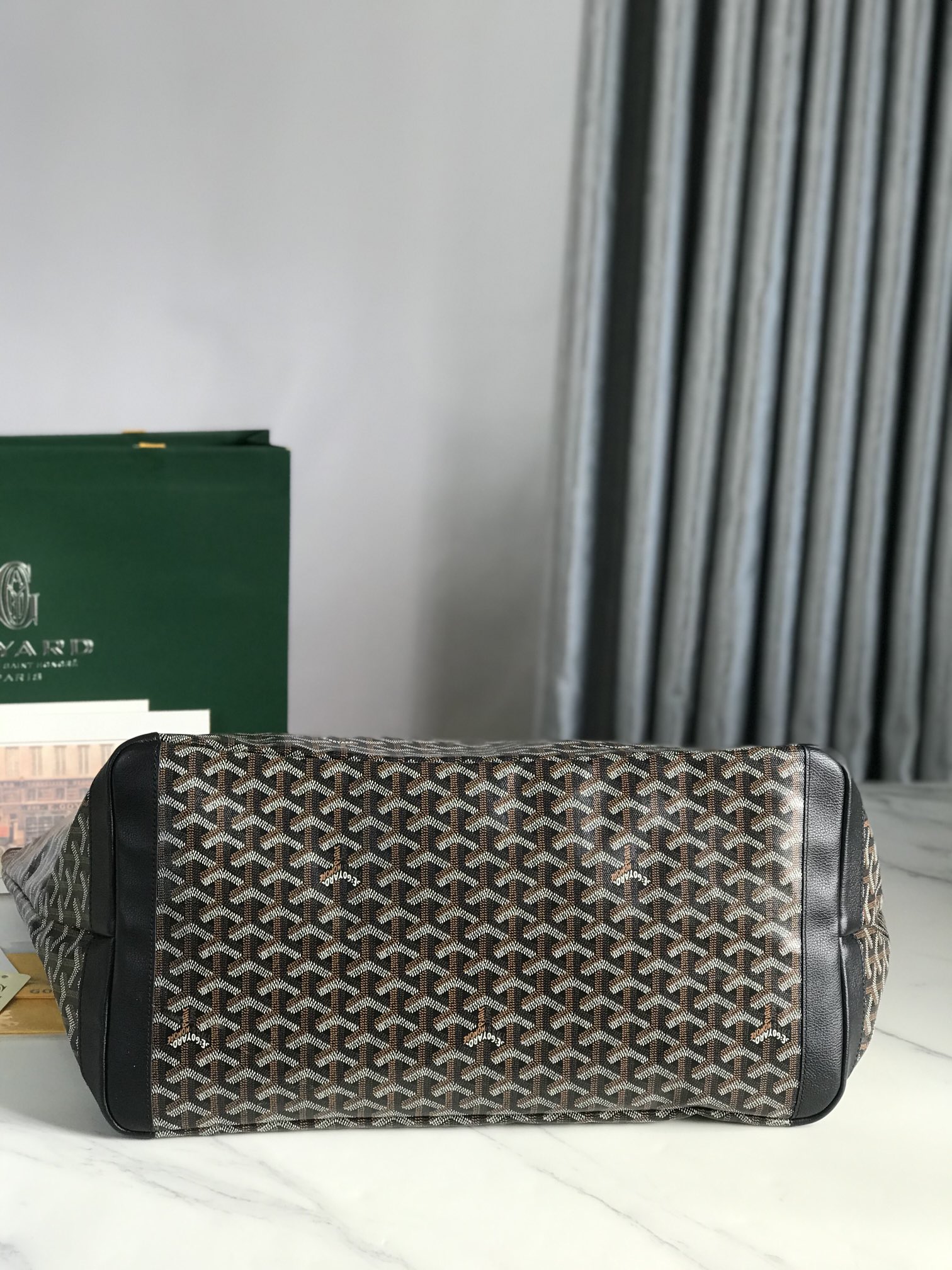 Goyard Black Goyardine Saint Louis GM Leather Cloth Pony-style calfskin Cloth ref.224679
