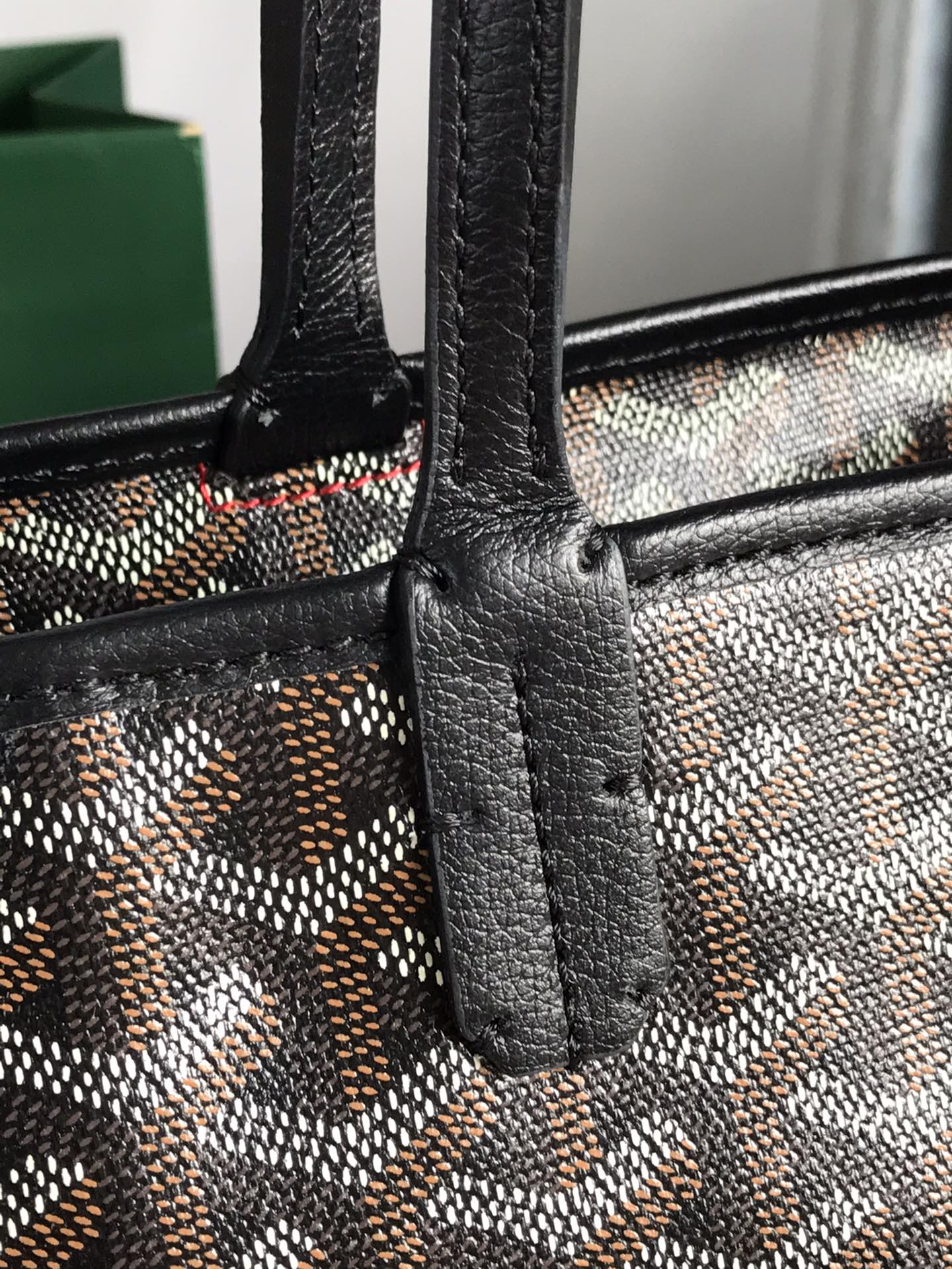 Goyard Black Goyardine Saint Louis GM Leather Cloth Pony-style calfskin Cloth ref.224679
