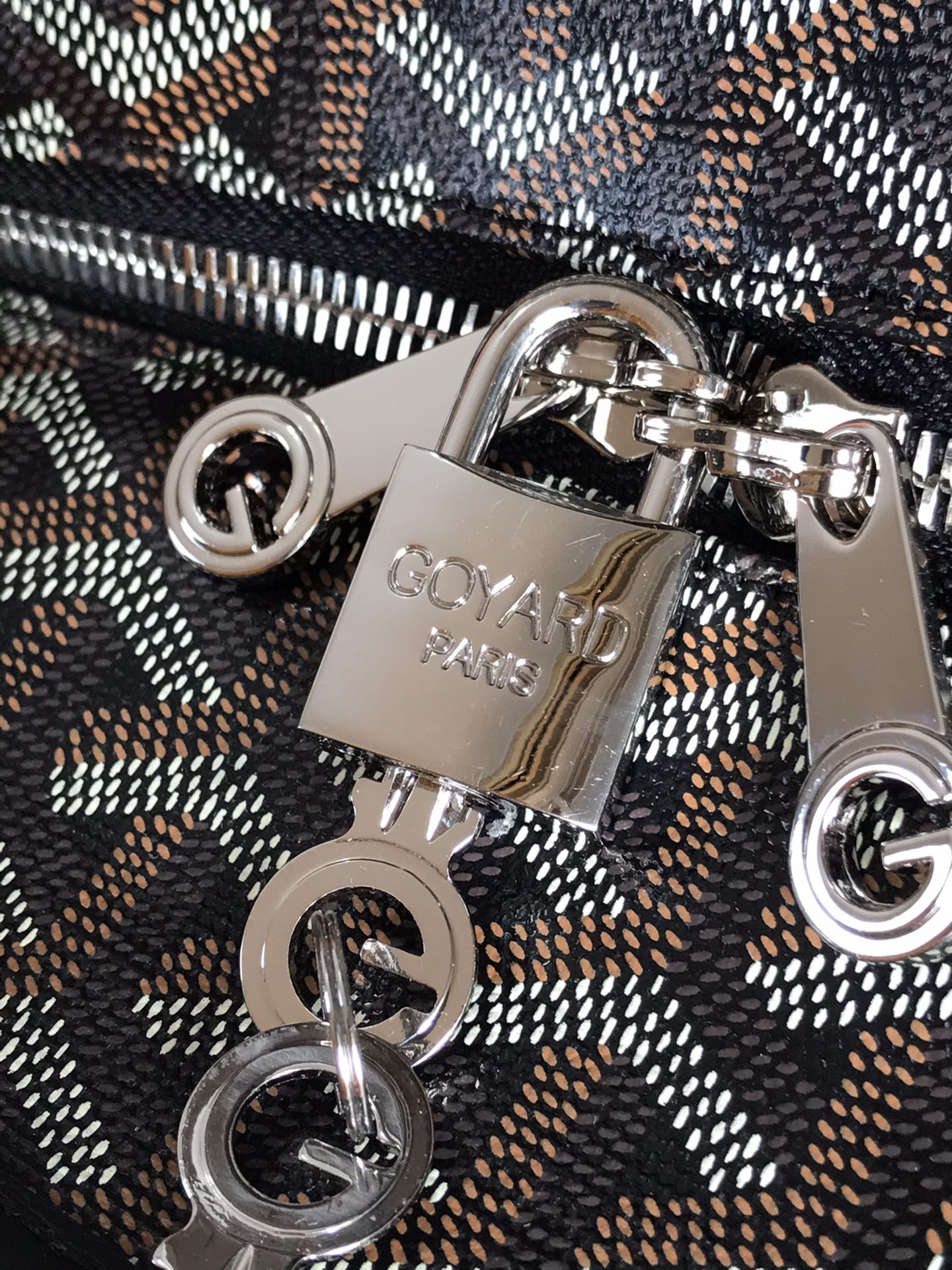 Goyard Black Goyardine Saint Louis GM Leather Cloth Pony-style calfskin Cloth ref.224679