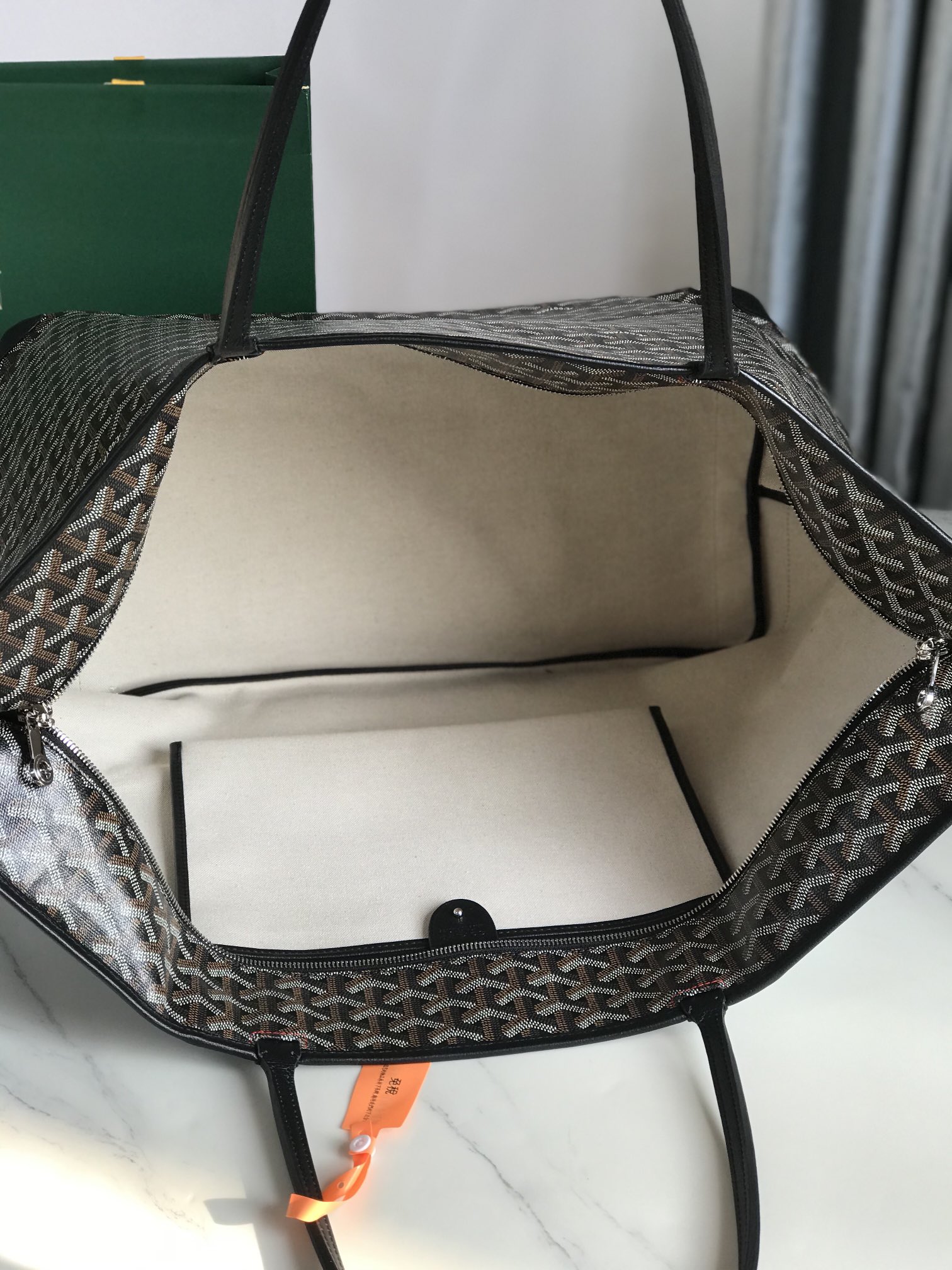 Goyard Black Goyardine Saint Louis GM Leather Cloth Pony-style calfskin Cloth ref.224679