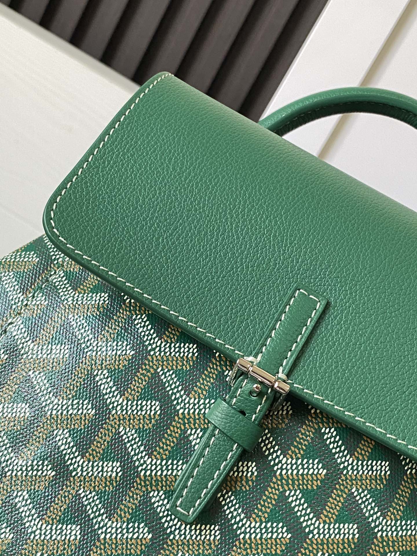 GOYARD Goyardine Calfskin Mini Alpin Backpack green