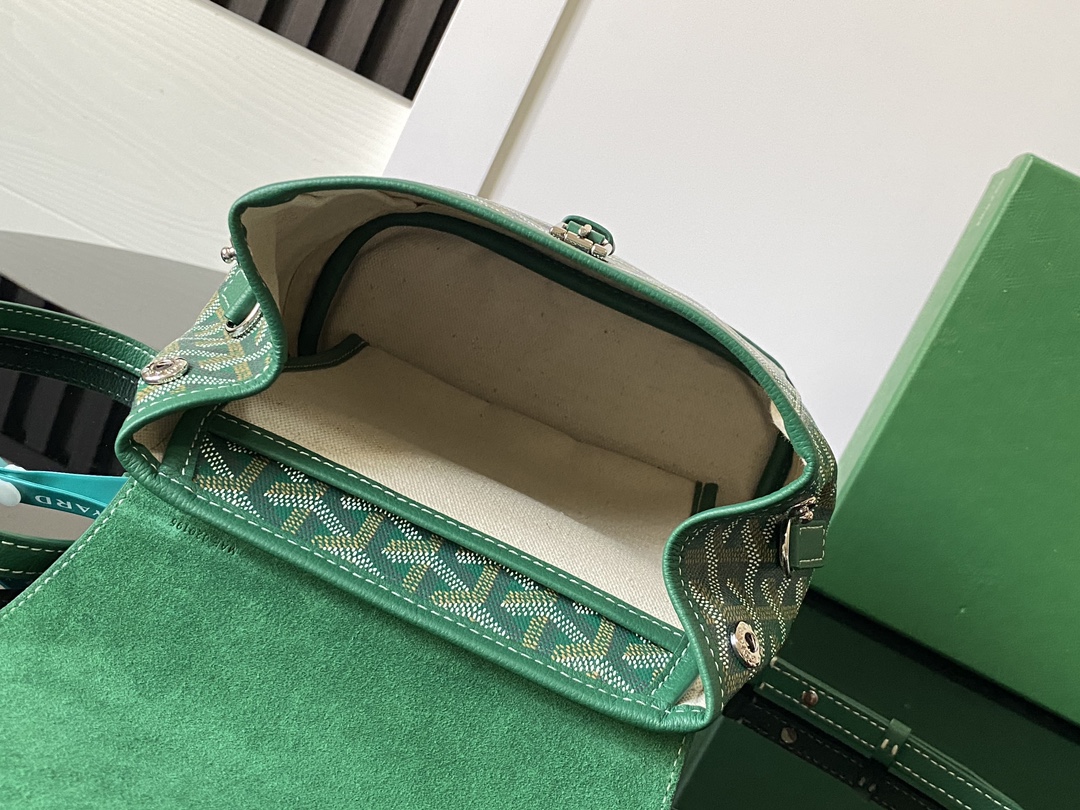 GOYARD Goyardine Calfskin Mini Alpin Backpack green