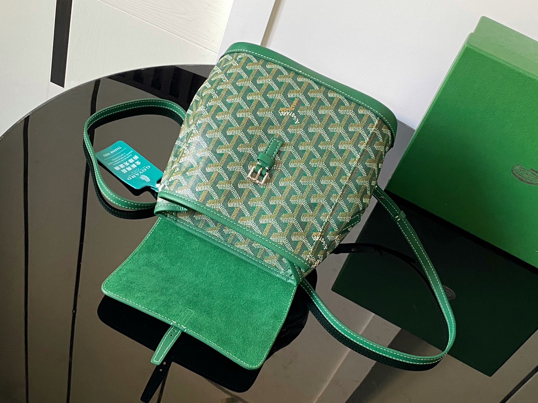 GOYARD Goyardine Calfskin Mini Alpin Backpack green