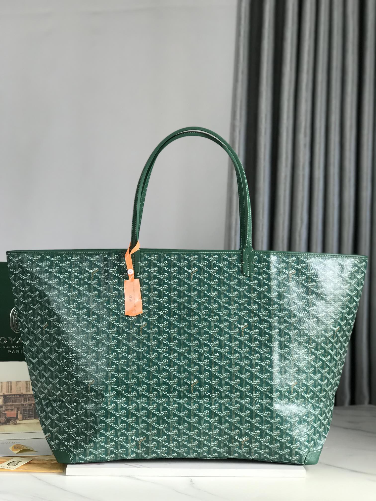 Goyard Goyardine Green St. Louis GM Tote Bag Palladium