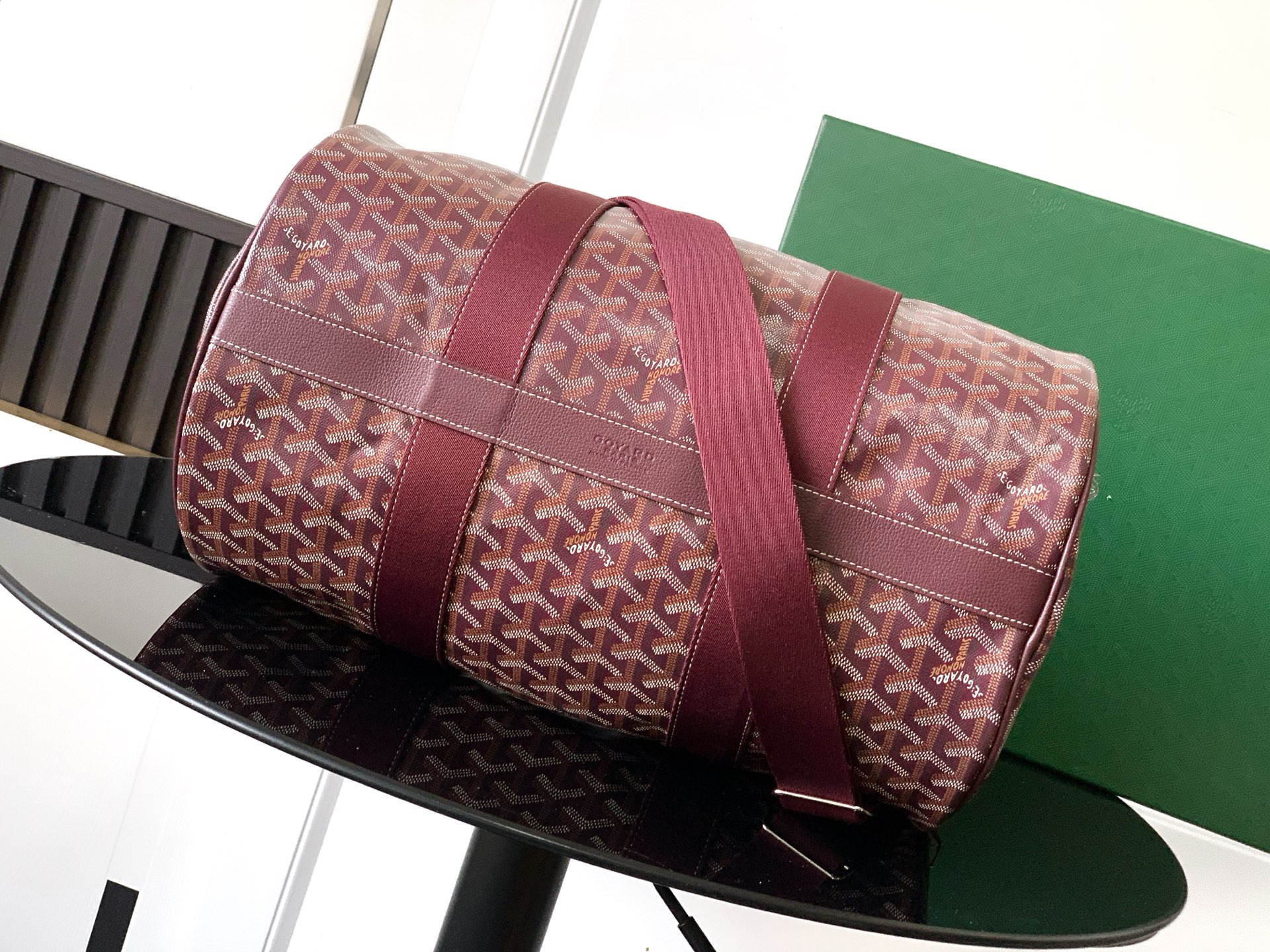 Goyard Barrel 40 Sports Bag Burgundy