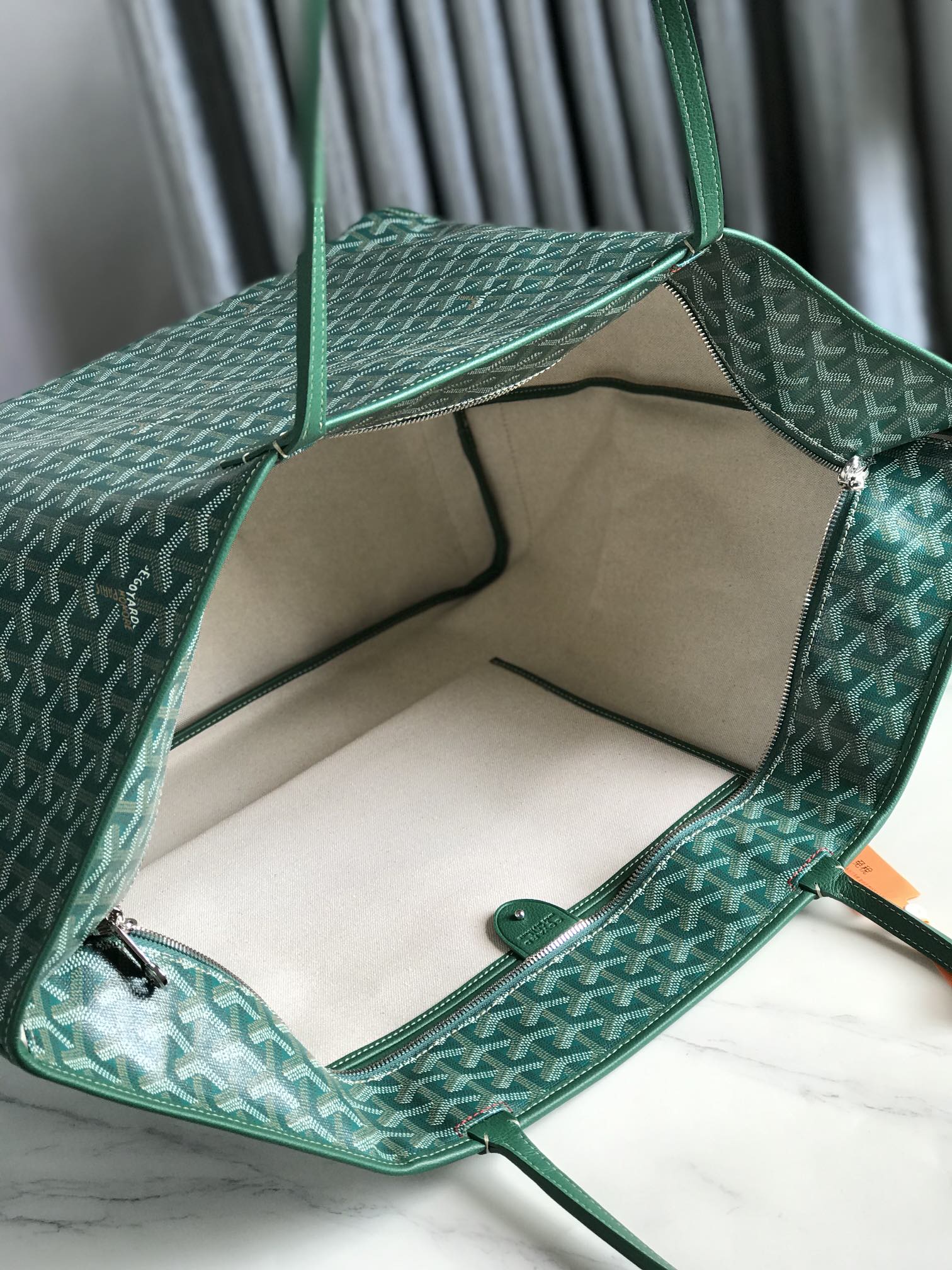 Goyard Goyardine Green St. Louis GM Tote Bag Palladium