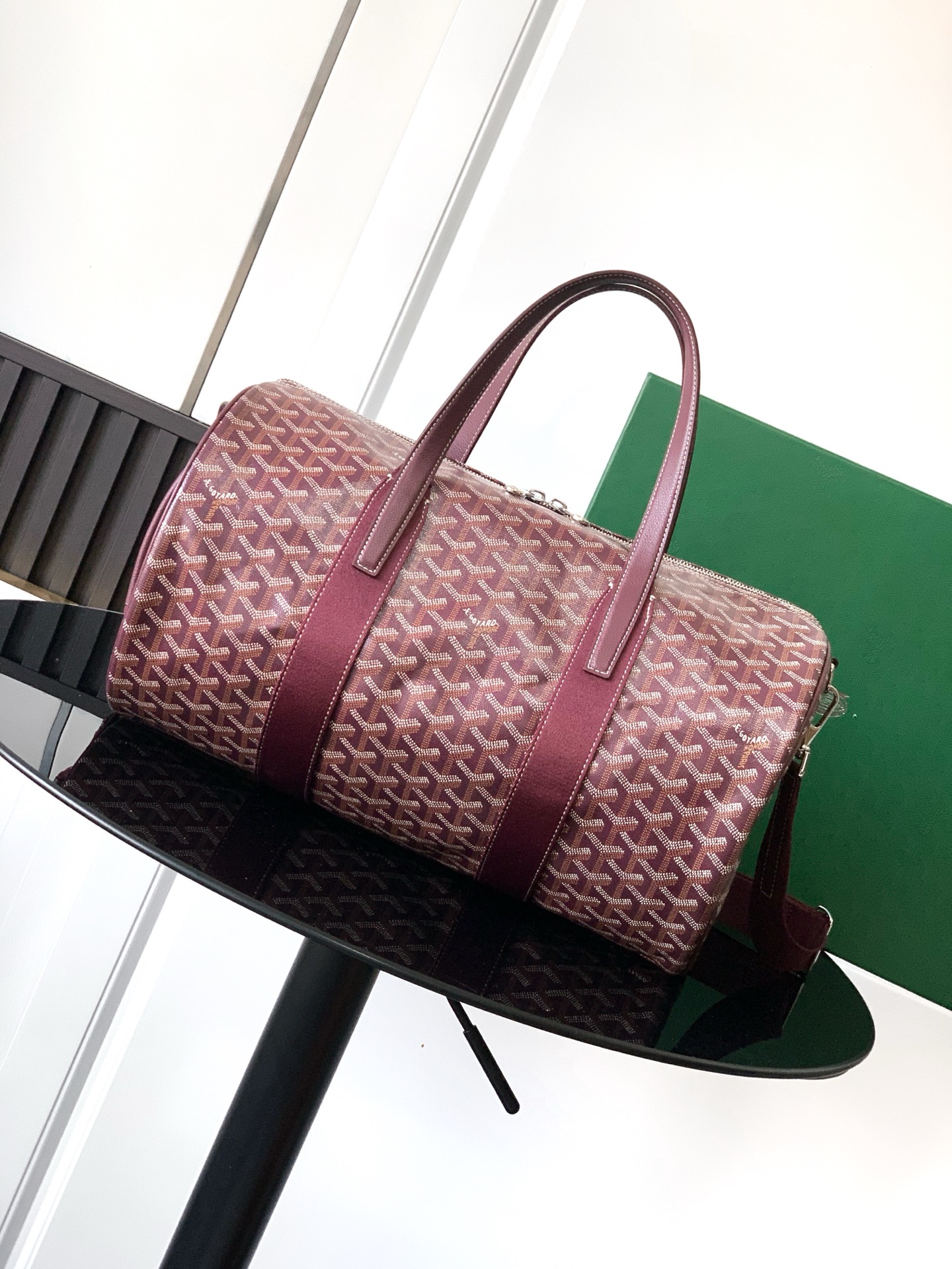 Goyard Barrel 40 Sports Bag Burgundy