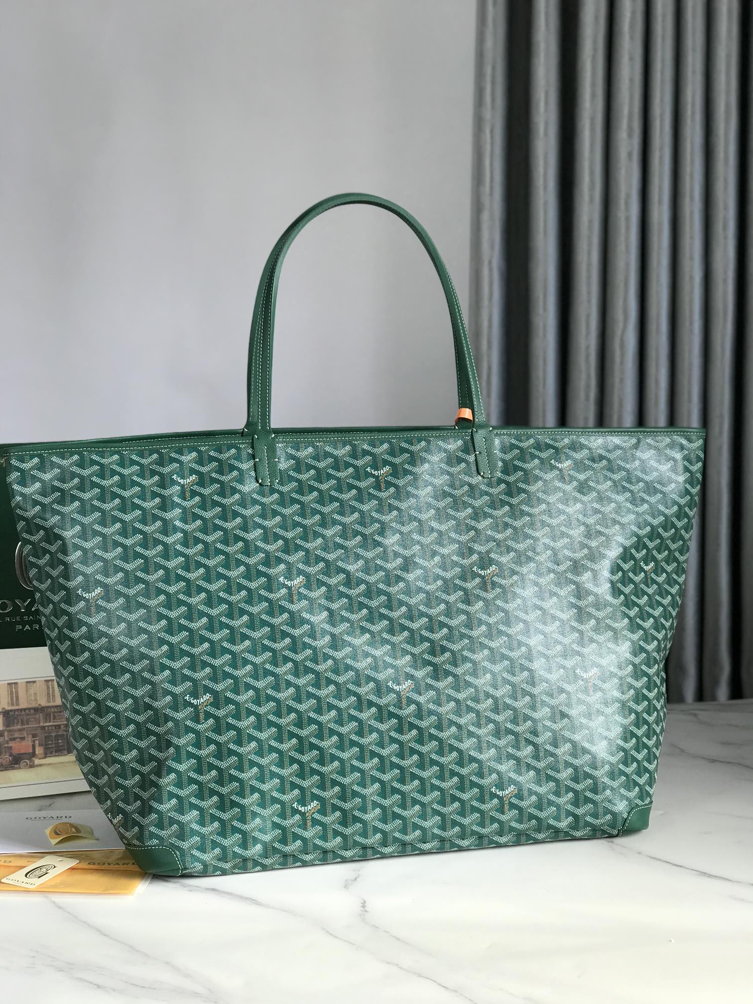 Goyard Goyardine Green St. Louis GM Tote Bag Palladium