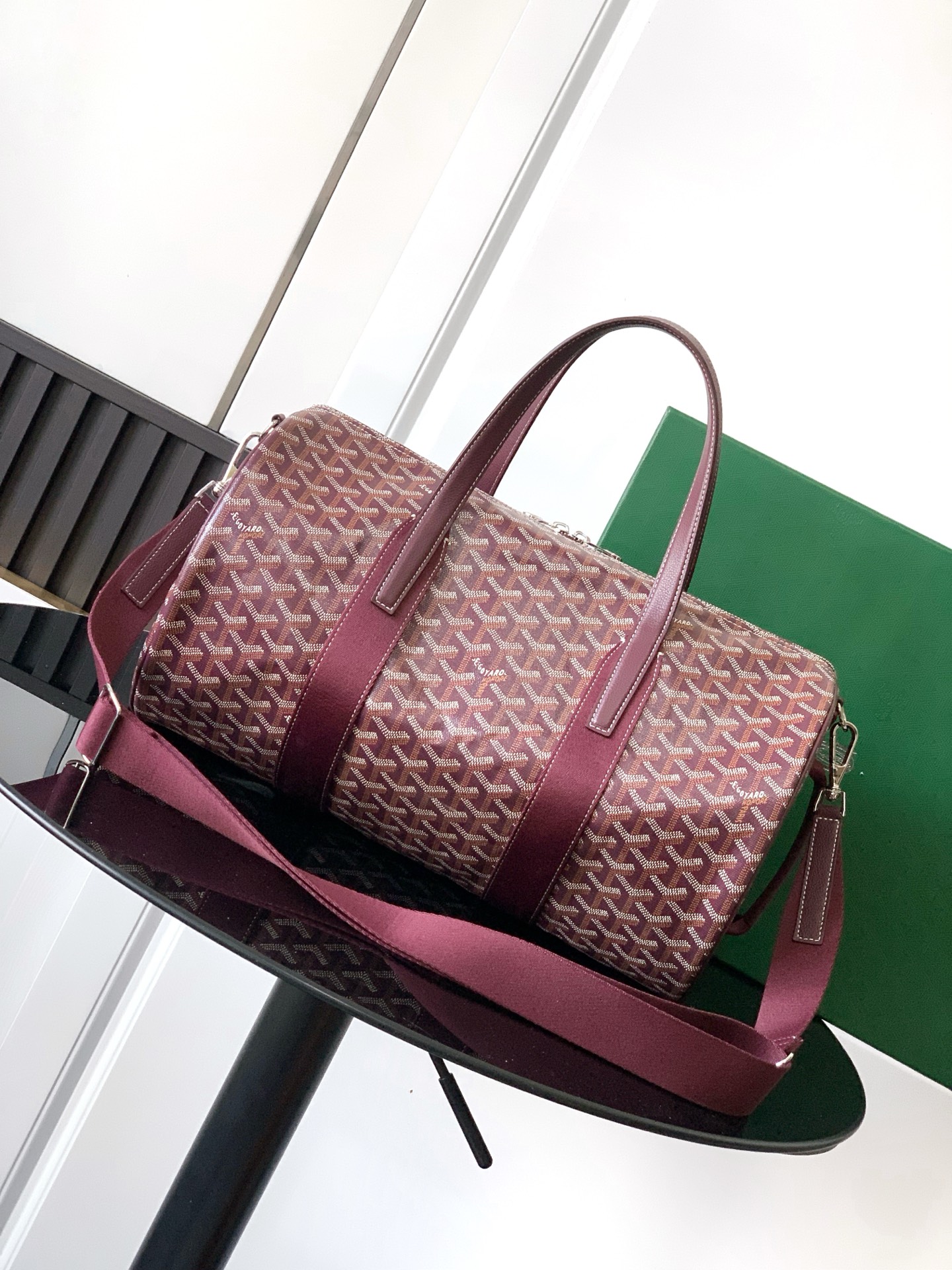 Goyard Barrel 40 Sports Bag Burgundy