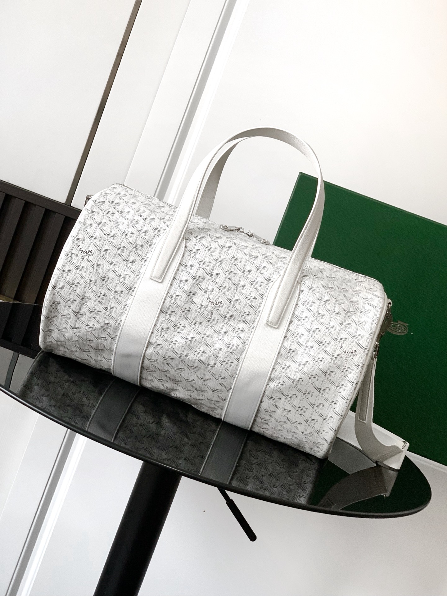 Goyard Barrel 40 Sports Bag White