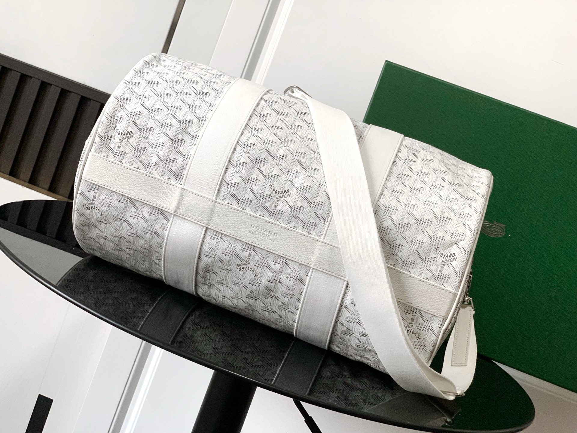 Goyard Barrel 40 Sports Bag White