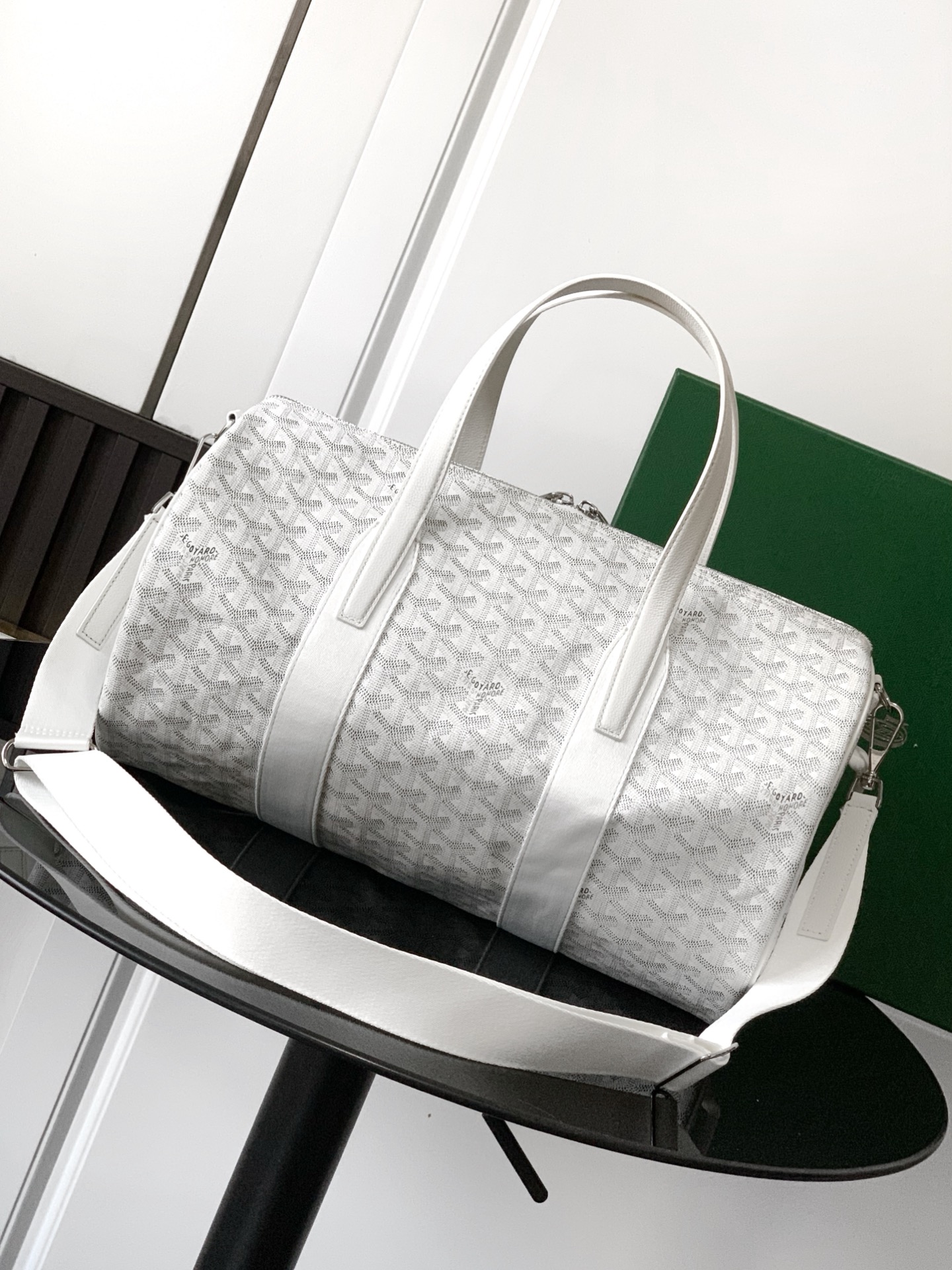 Goyard Barrel 40 Sports Bag White