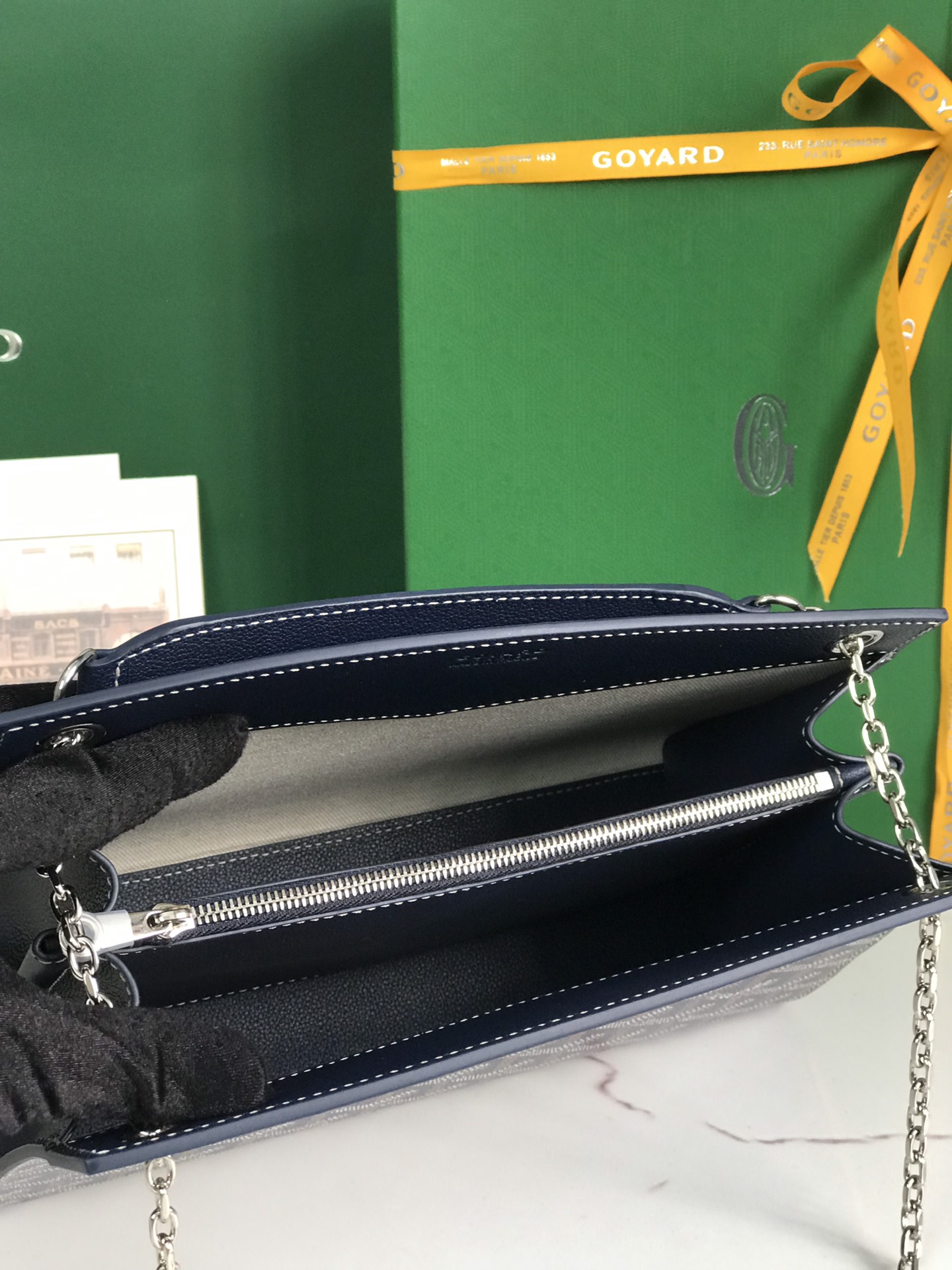 Goyard Rouette Structure Mini Shoulder Bag navy blue Tan
