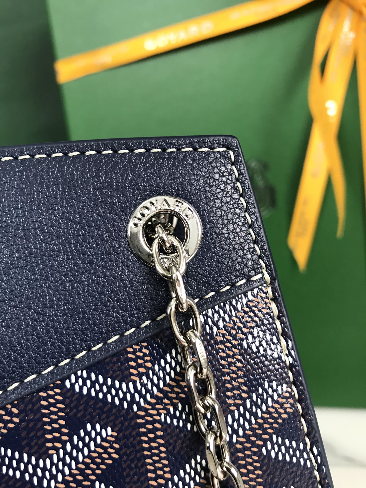 Goyard Rouette Structure Mini Shoulder Bag navy blue Tan