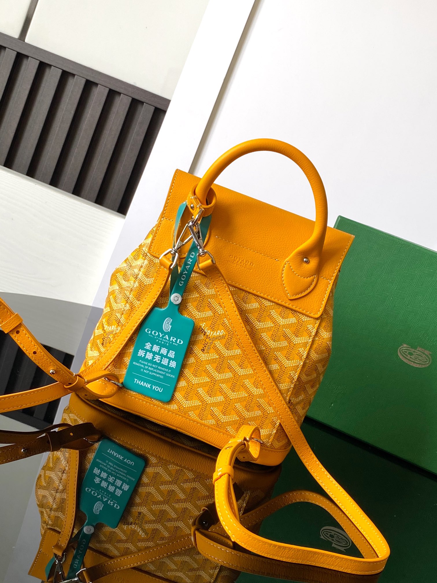 GOYARD Goyardine Calfskin Mini Alpin Backpack Yellow