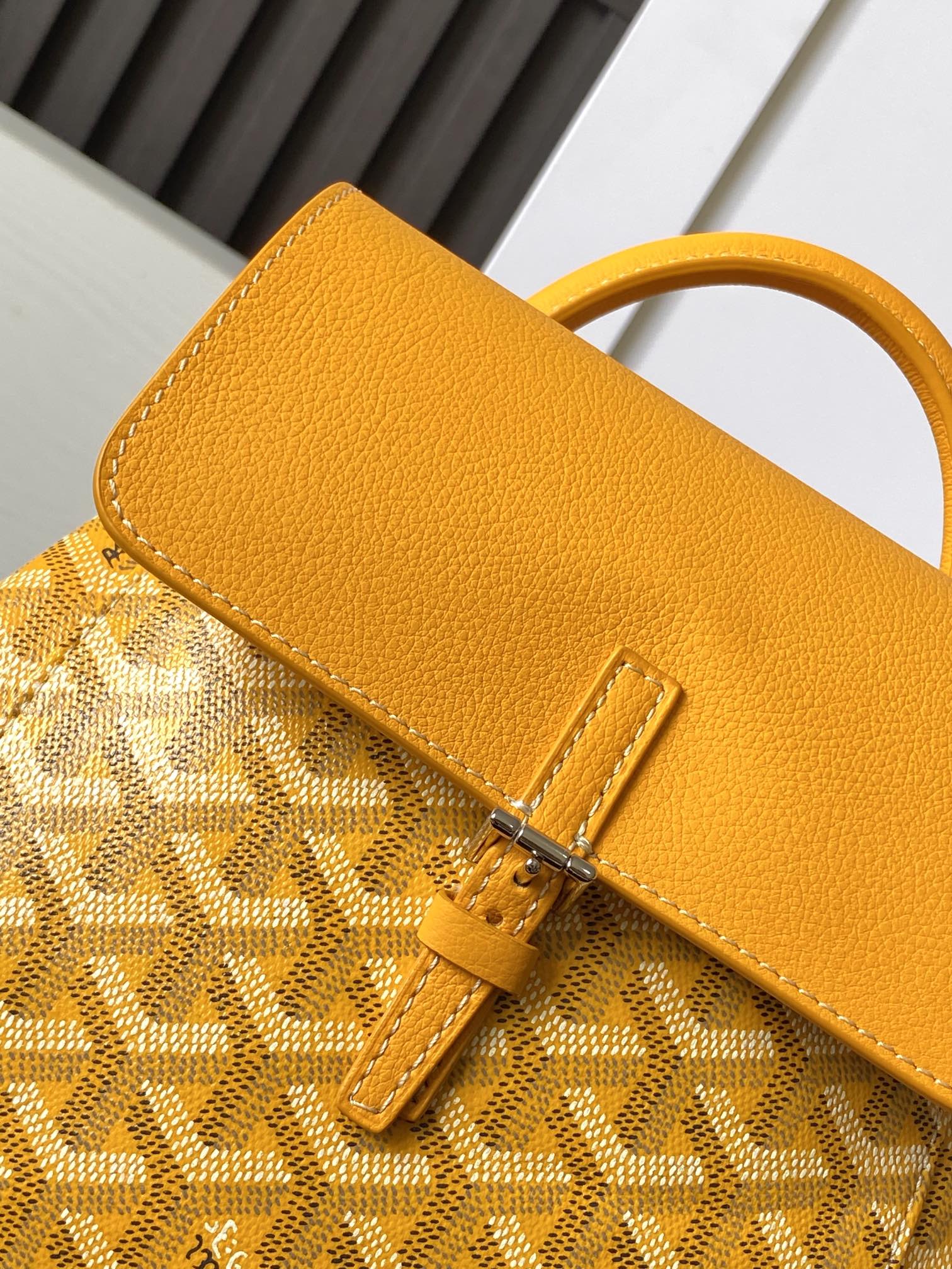 GOYARD Goyardine Calfskin Mini Alpin Backpack Yellow