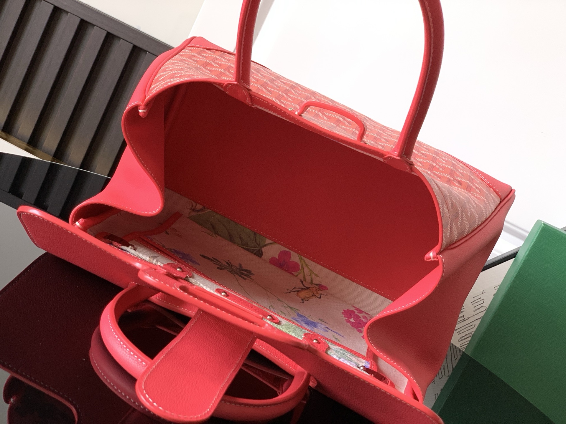 Goyard Saigon Tote Red Goyardine Canvas Palladium