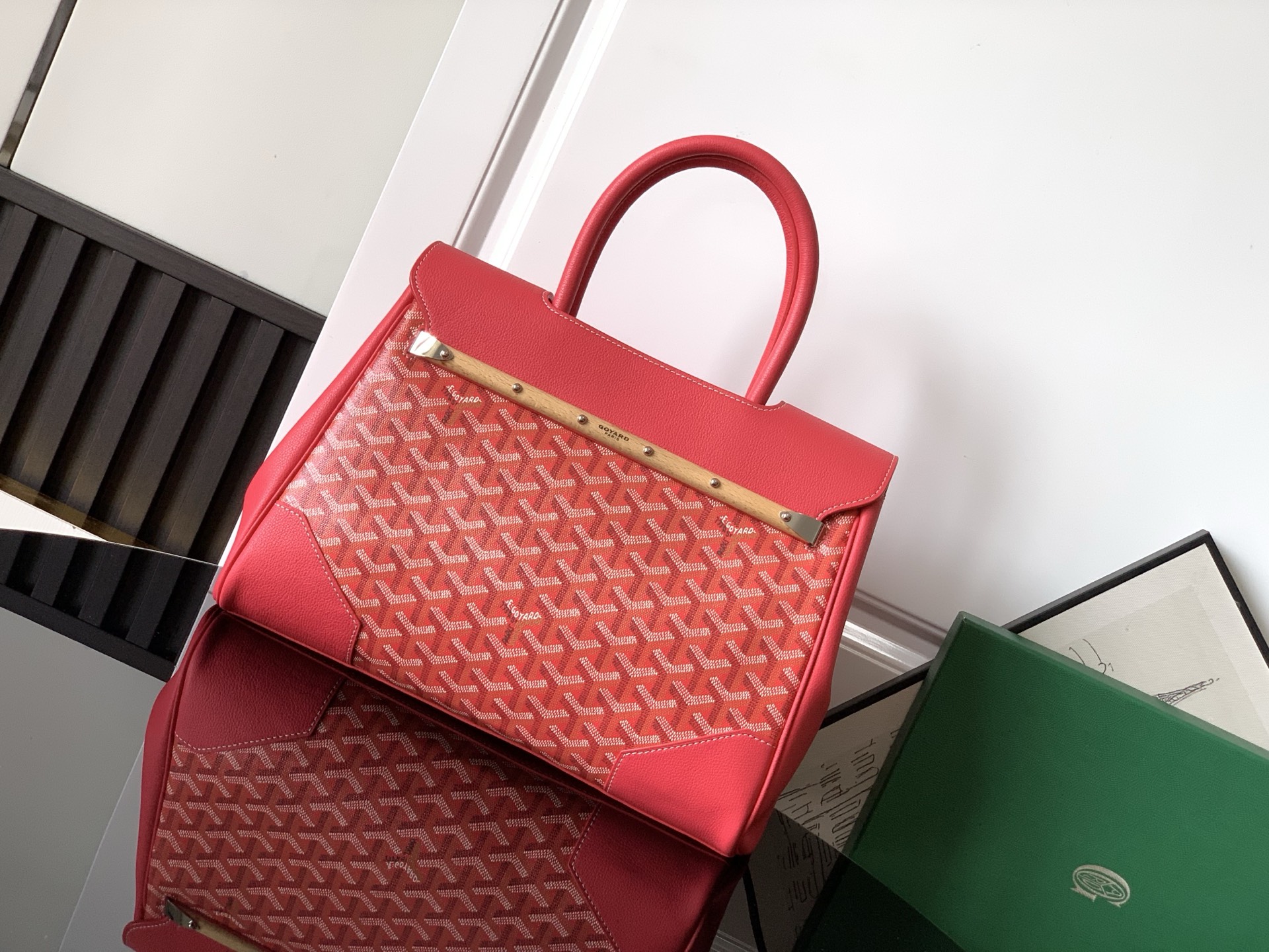 Goyard Saigon Tote Red Goyardine Canvas Palladium