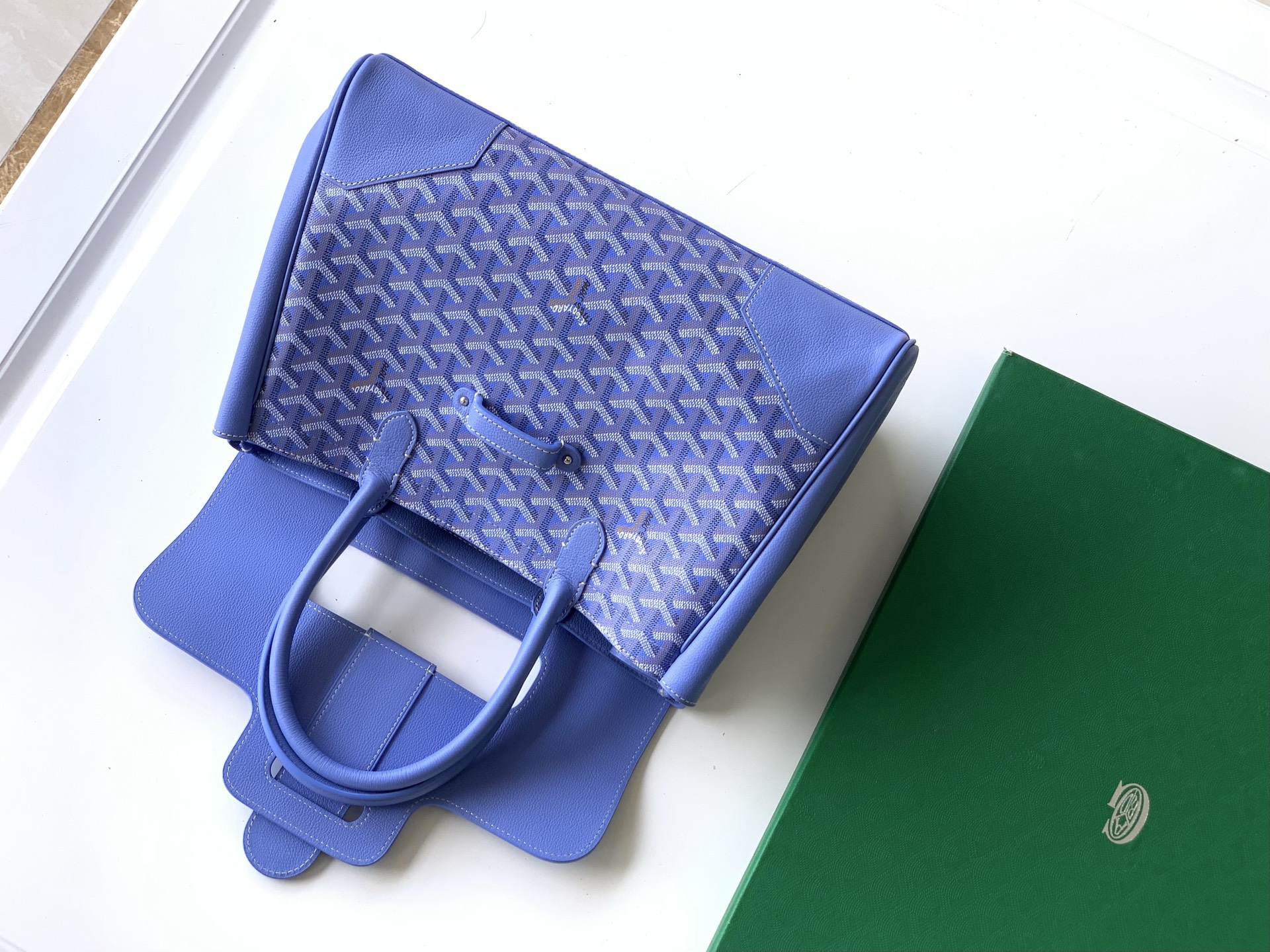Goyard Goyardine Saigon MM w/ Tags - Blue Totes, Handbags - GOY48369