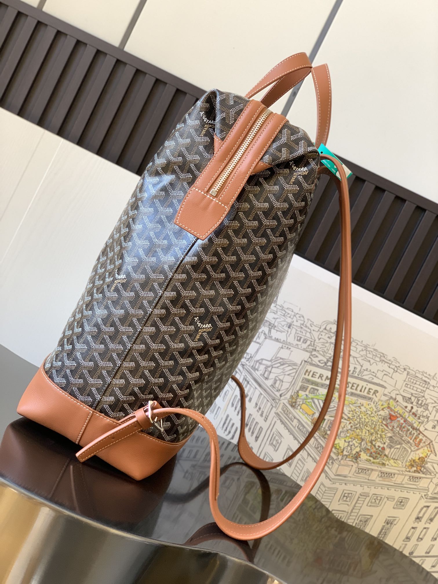 GOYARD Goyardine Calfskin Cisalpin Backpack Black Gold