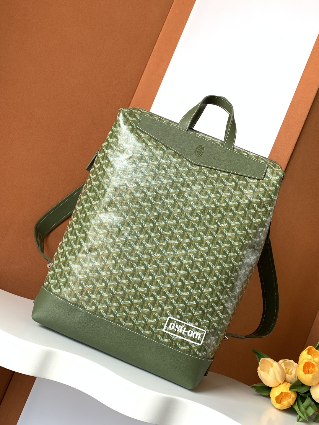 GOYARD Goyardine Calfskin Cisalpin MM Backpack Khaki green