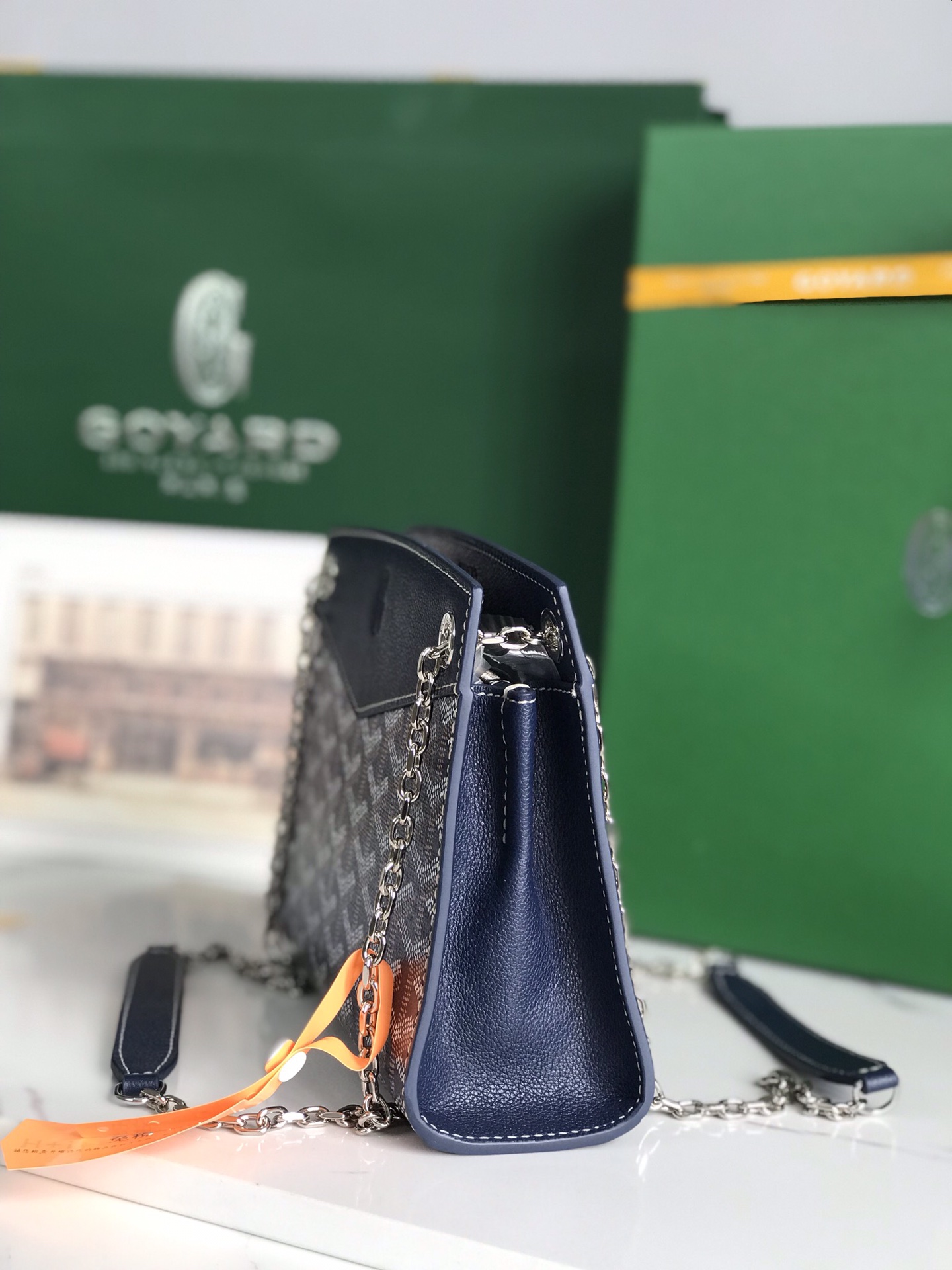 Goyard Navy Blue Rouette Structuré Mini Bag