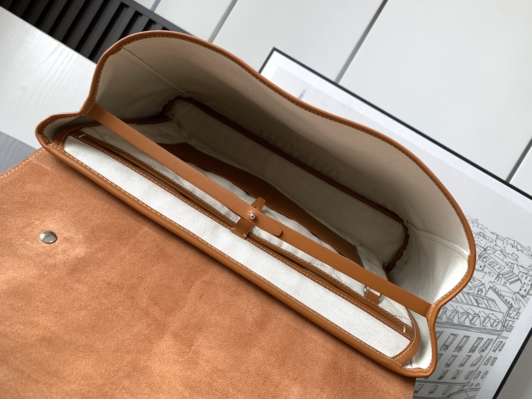GOYARD Paris Brown Leather Monogram Attache Briefcase