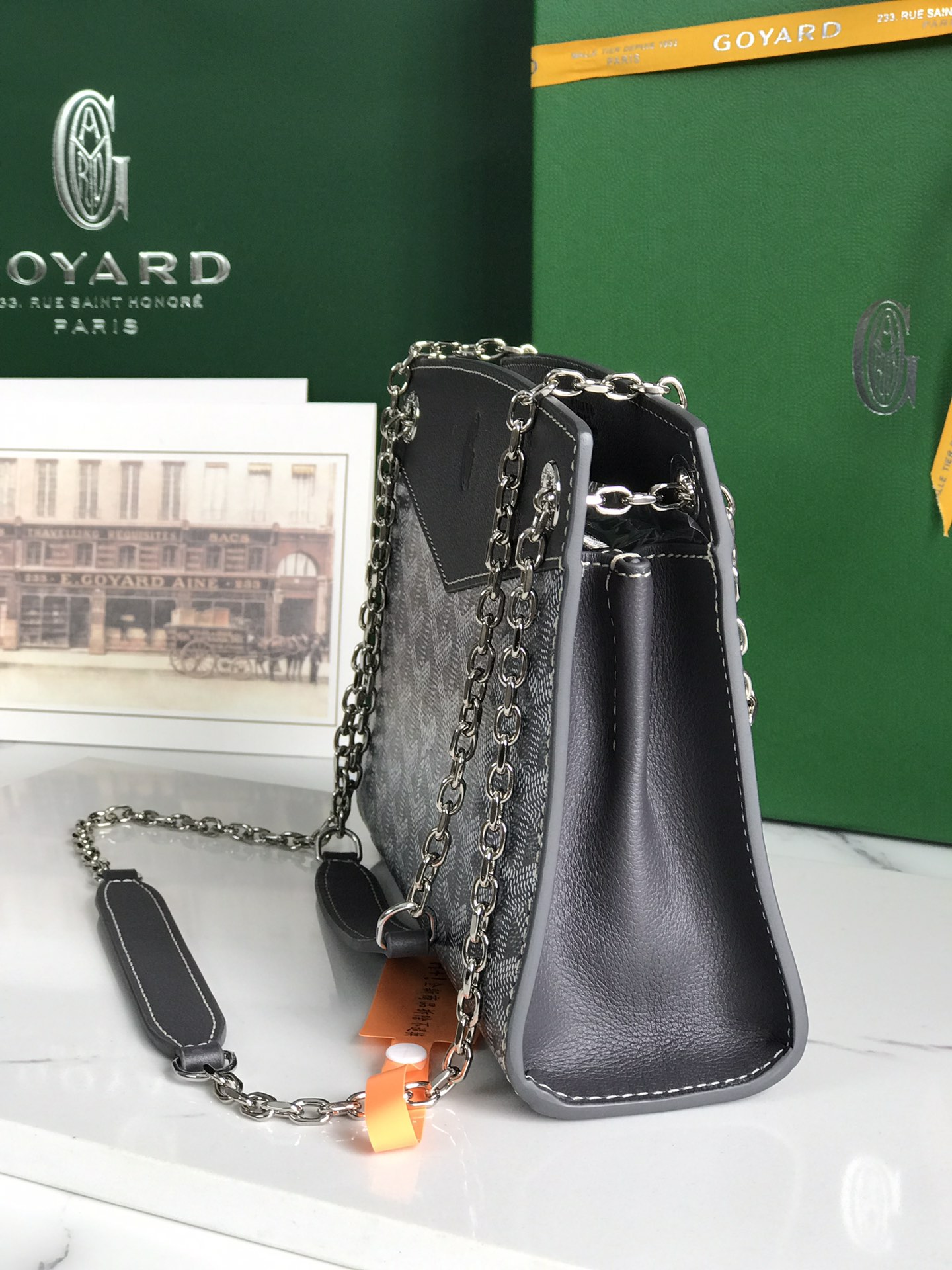 Goyard Grey Goyardine Coated Canvas and Leather Rouette