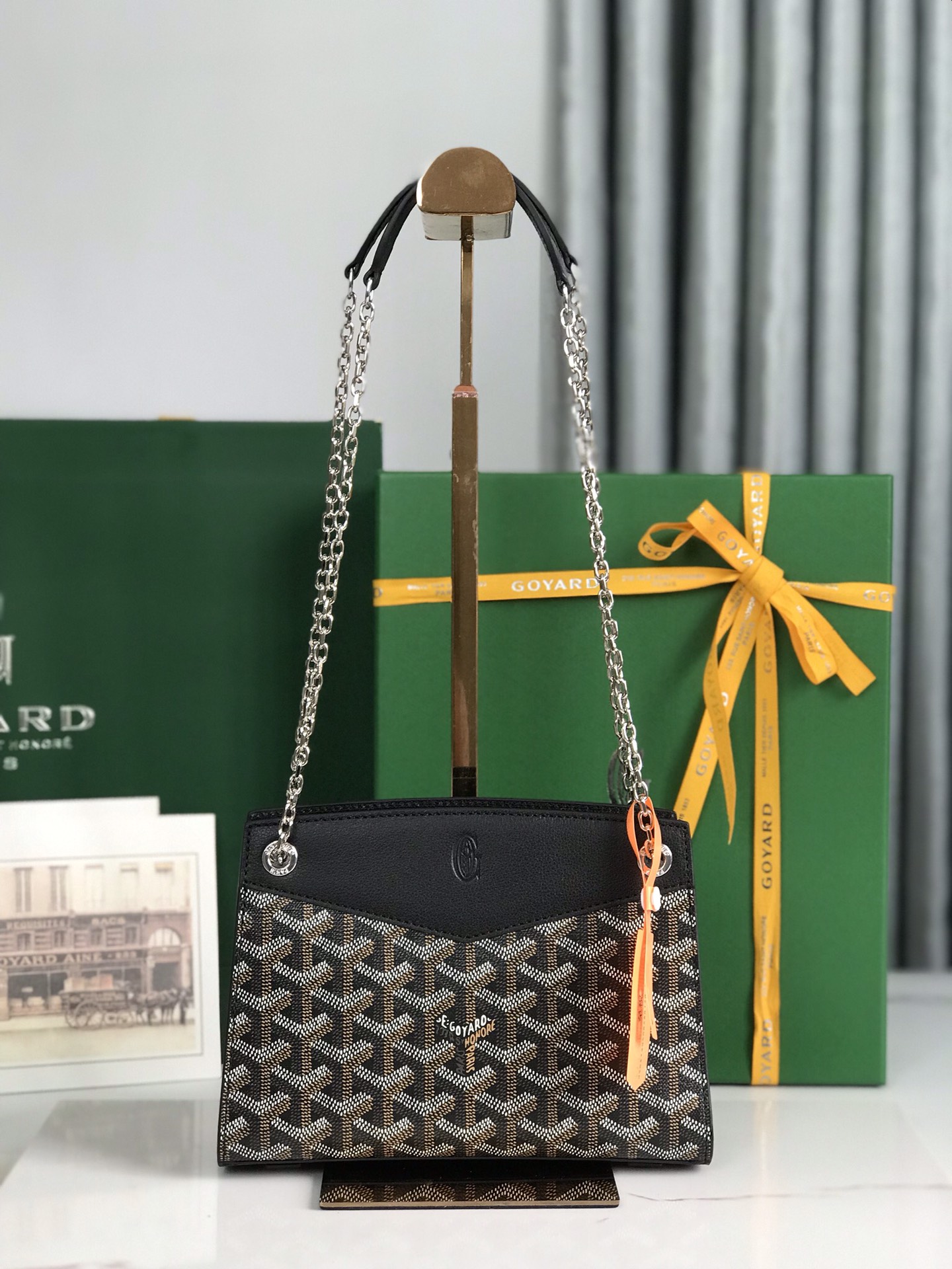 Goyard Black Goyardine Canvas And Chevroches Calfskin