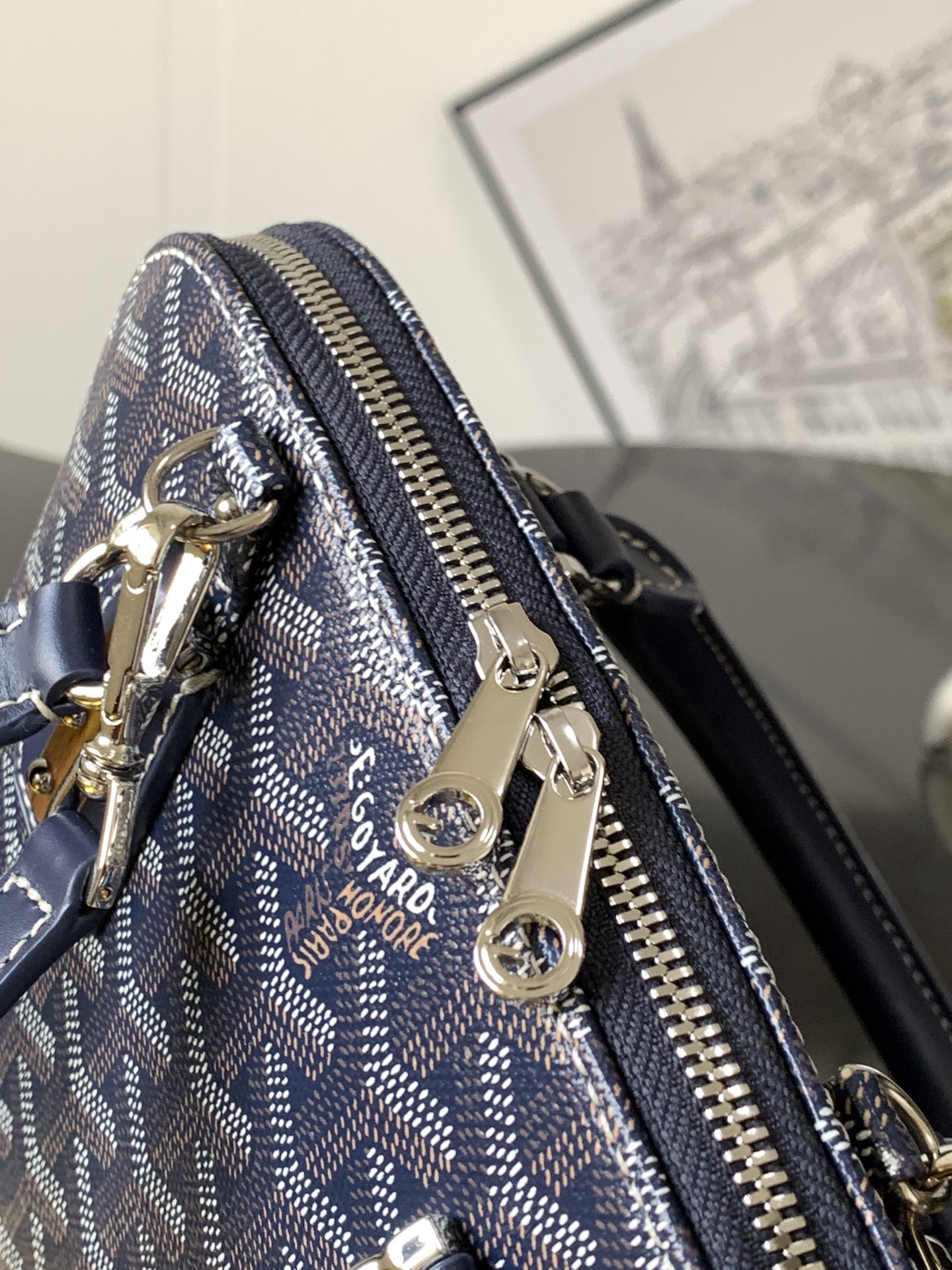 Goyard Vendôme Navy Blue Coated Canvas Mini