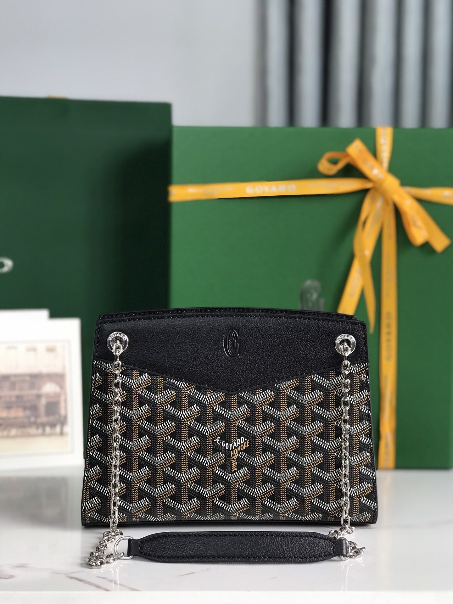 Goyard Black Goyardine Canvas And Chevroches Calfskin