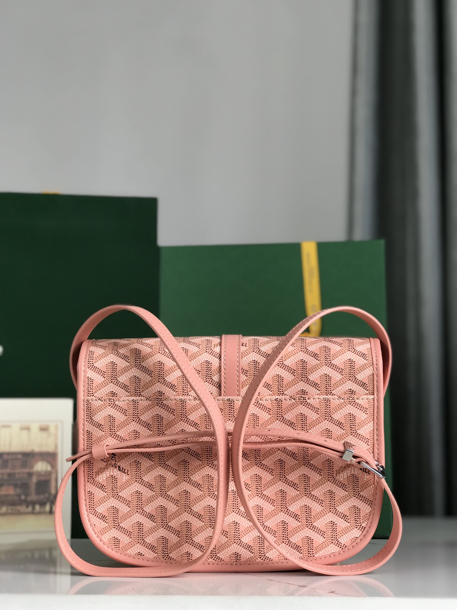 Goyard Belvedere II Messenger Bag Coated Canvas MM pink