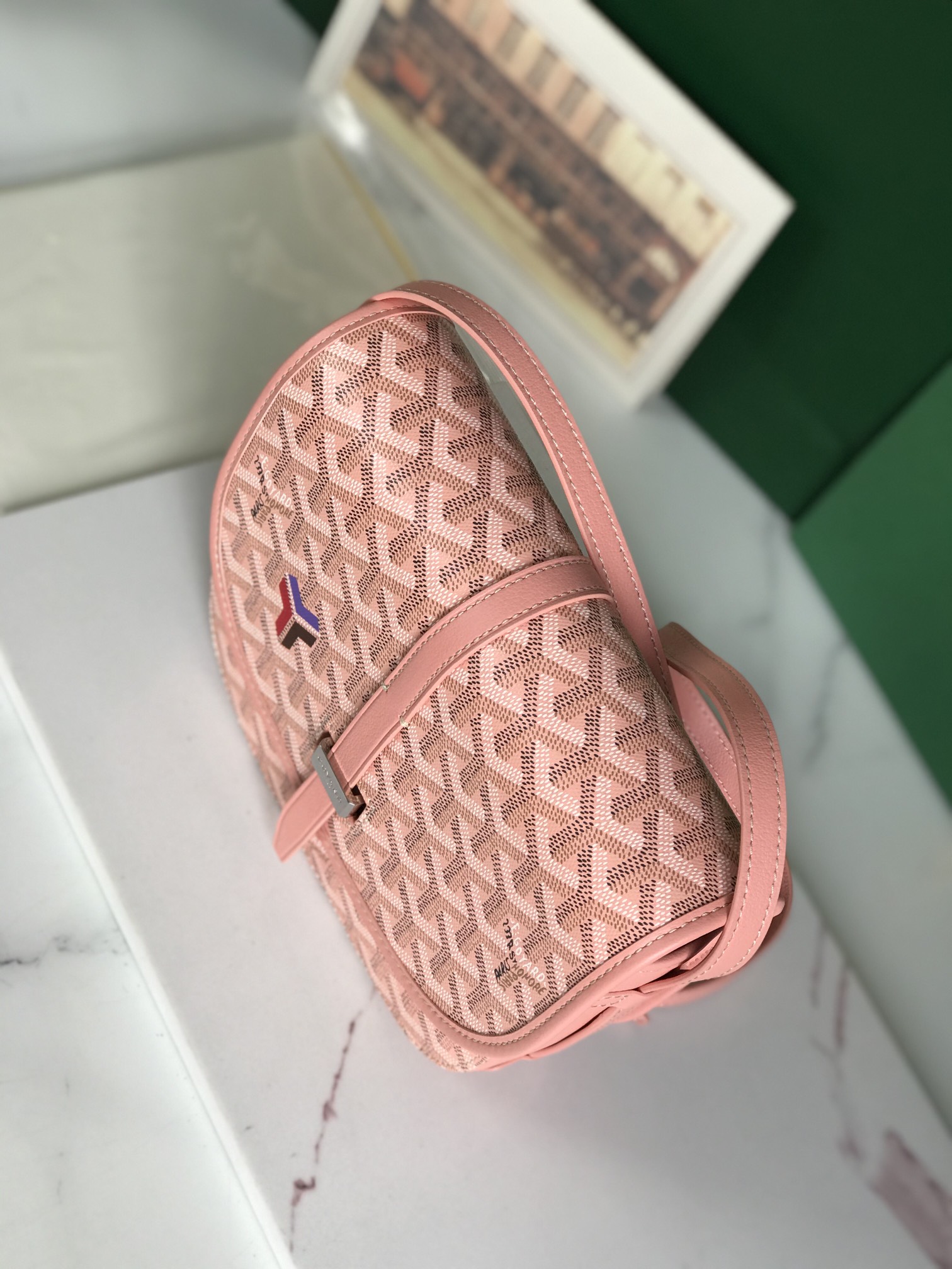 Goyard Belvedere II Messenger Bag Coated Canvas MM pink