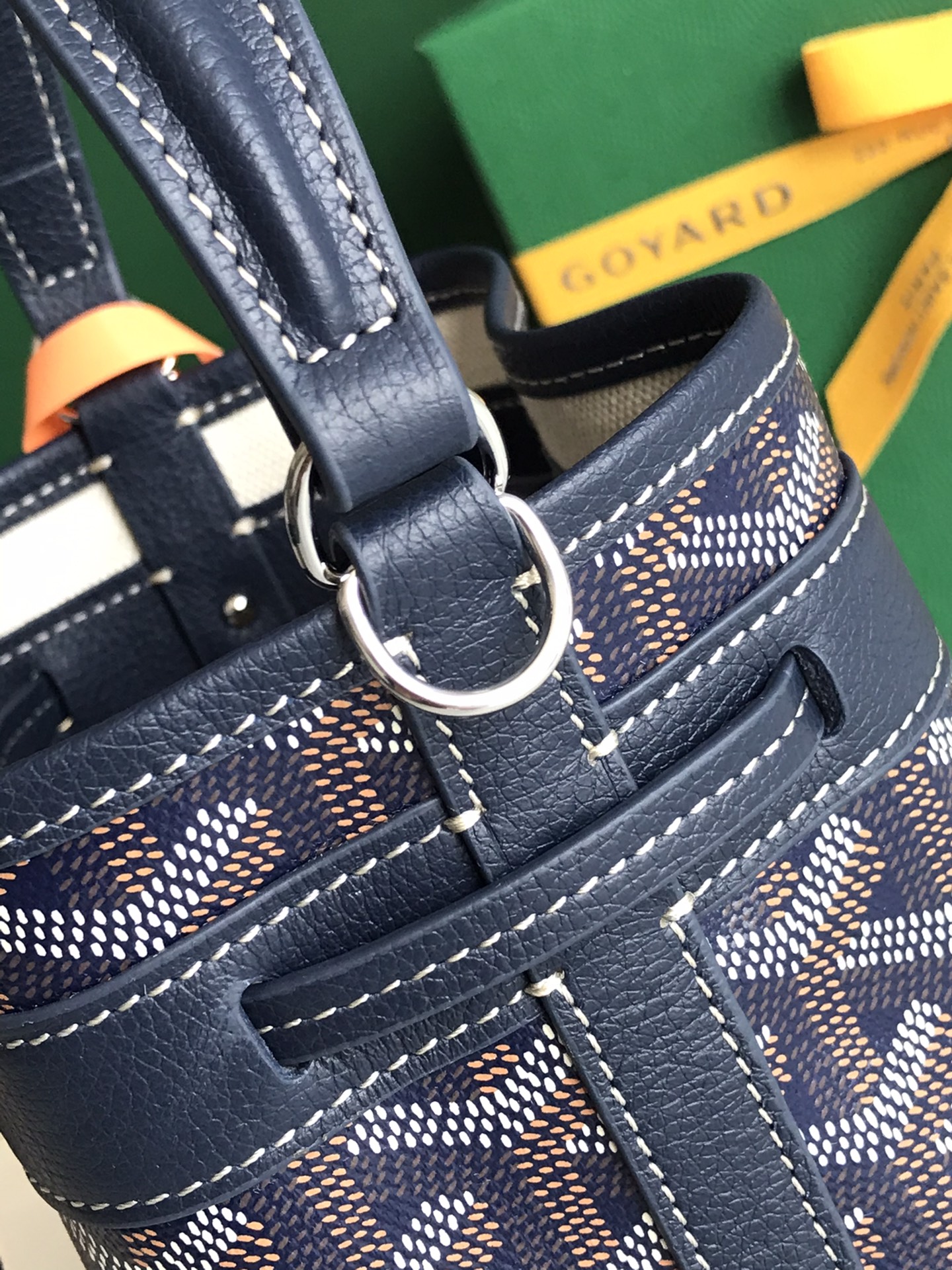 GOYARD Goyardine Petit Flot Mini Bucket Bag Blue navy