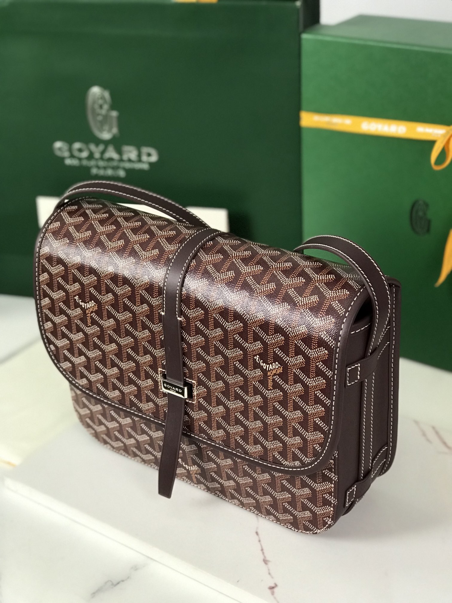 Goyard Belvedere II Messenger Bag Coated Canvas MM brown