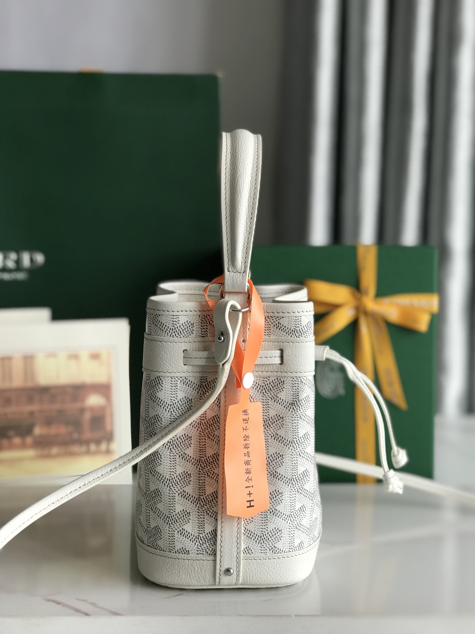 GOYARD Goyardine Petit Flot Mini Bucket Bag white