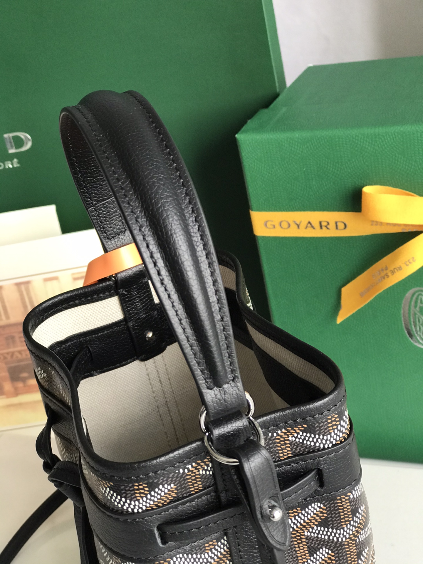 GOYARD Goyardine Petit Flot Bucket Bag PM Black 791368