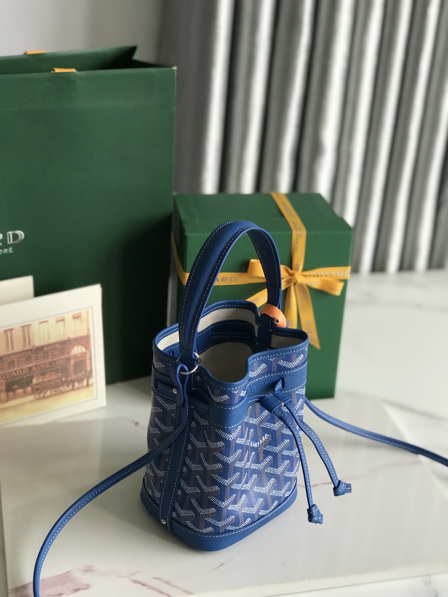 GOYARD Goyardine Petit Flot Bucket Bag PM Sky Morning