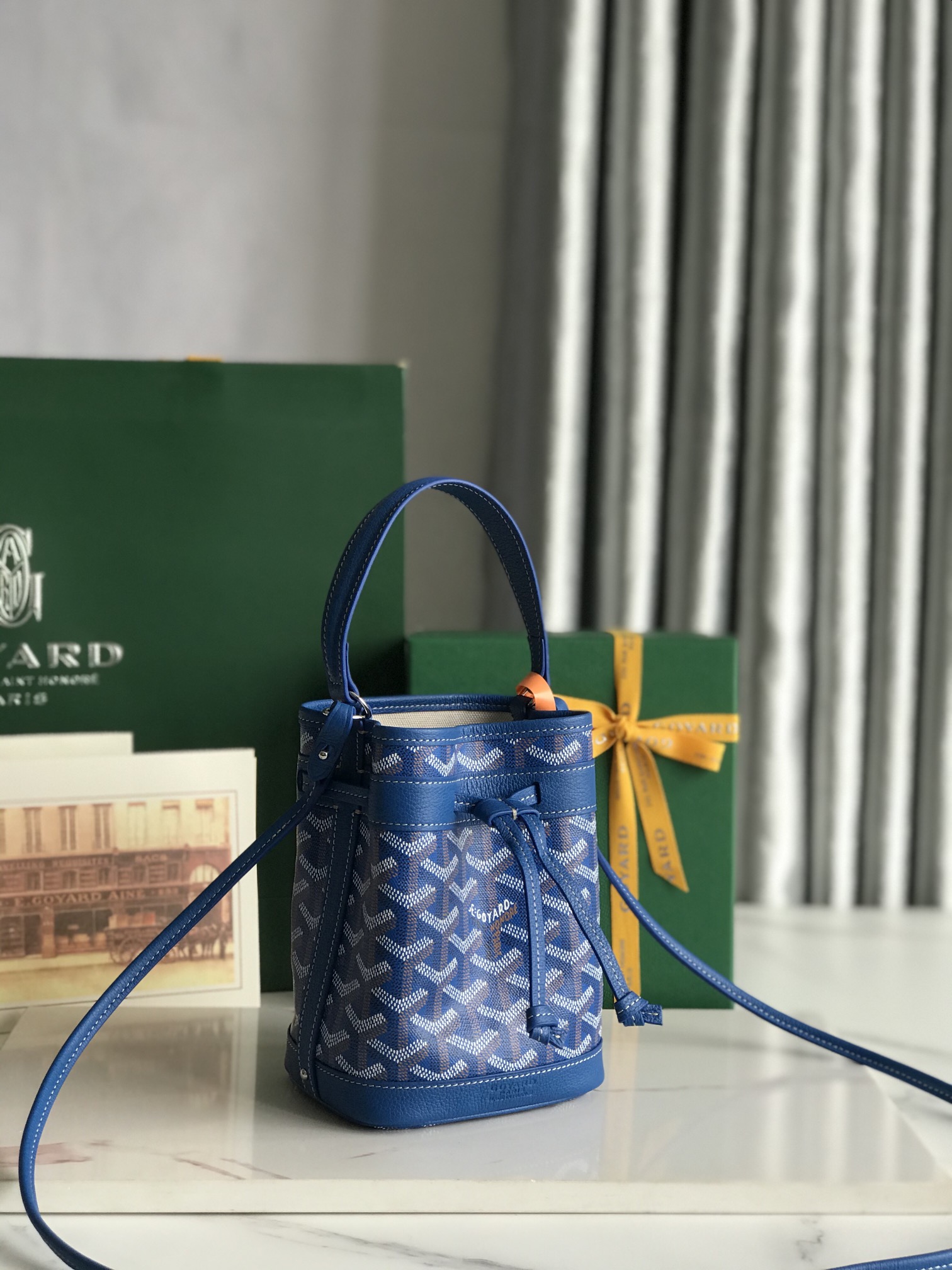 GOYARD Goyardine Petit Flot Bucket Bag PM Sky Morning