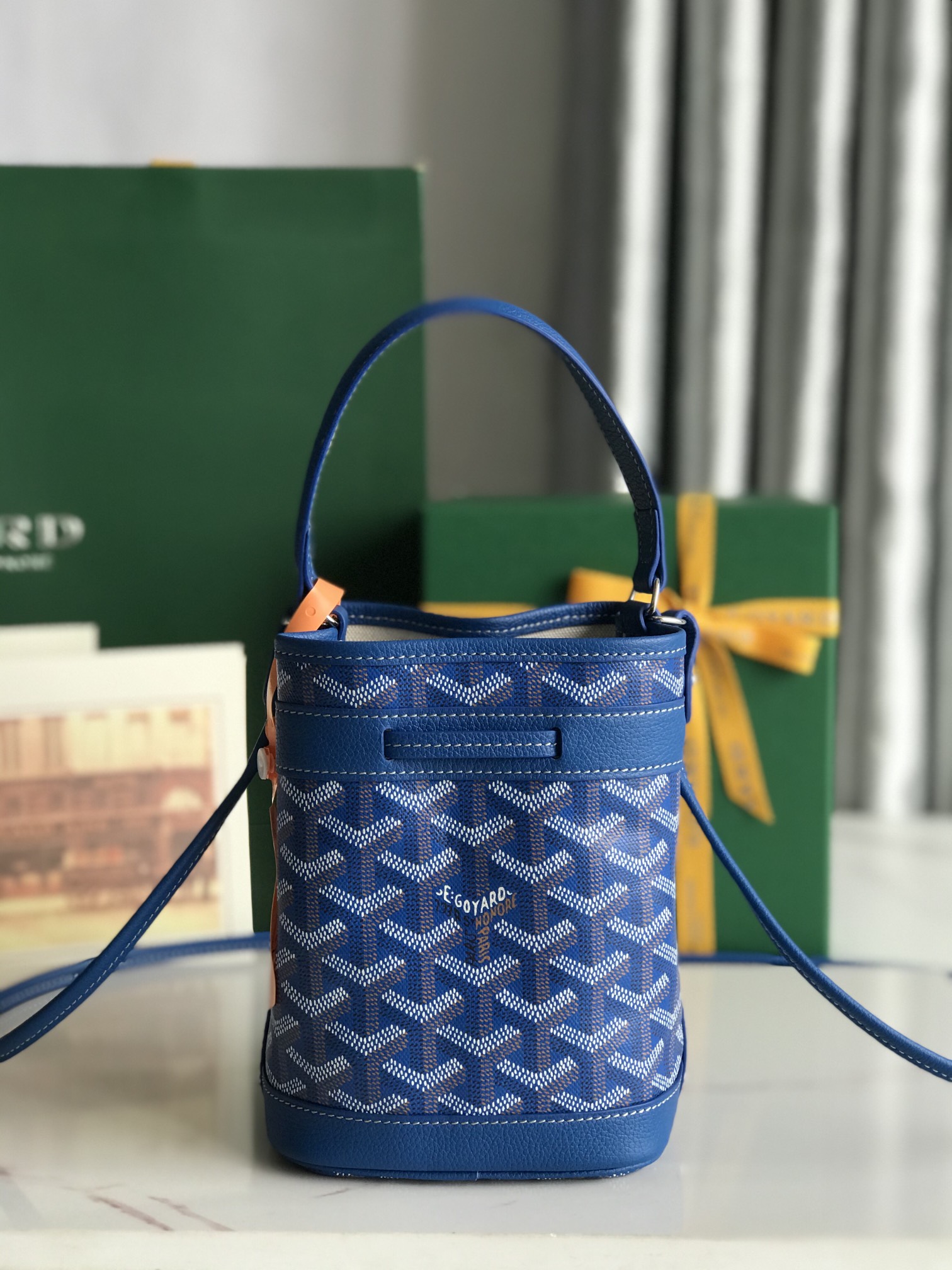 GOYARD Goyardine Petit Flot Bucket Bag PM Sky Morning