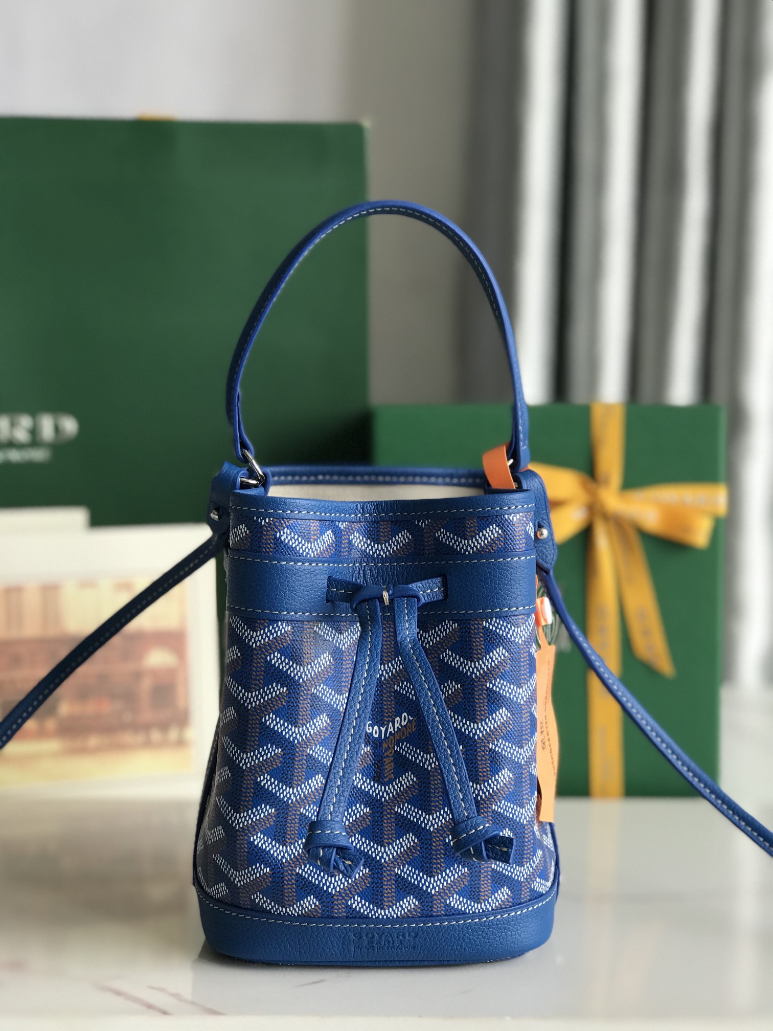 GOYARD Goyardine Petit Flot Bucket Bag PM Sky Morning