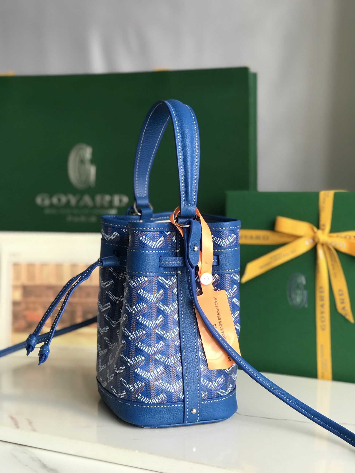 GOYARD Goyardine Petit Flot Bucket Bag PM Sky Morning