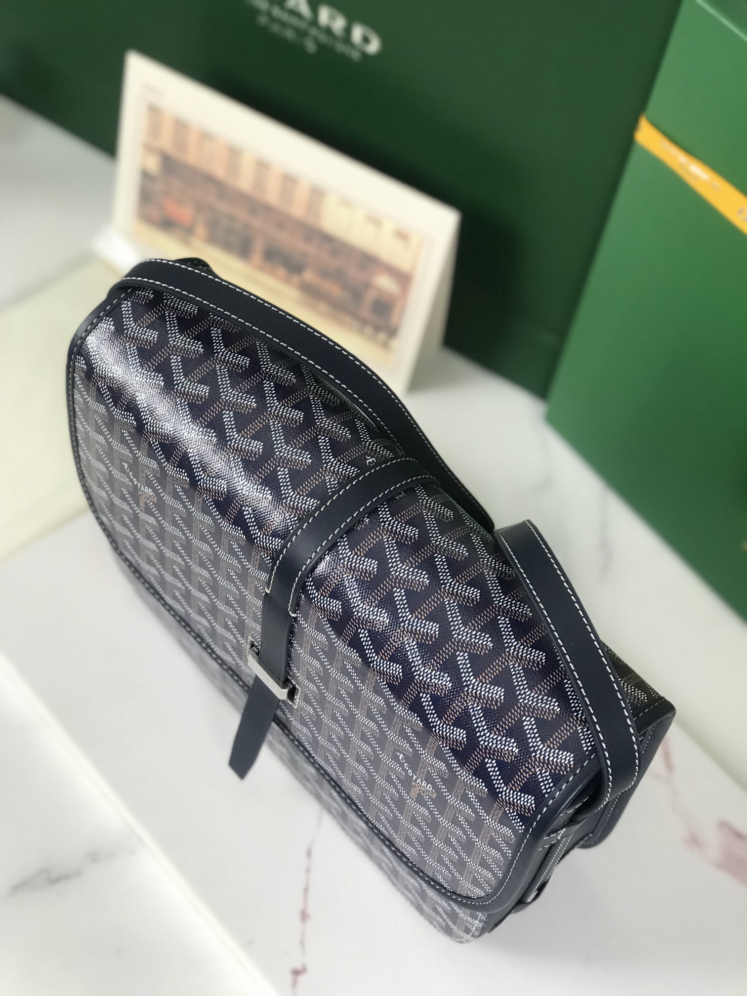 Goyard Belvedere MM Shoulder Bag Multiple colors Navy blue Leather Plastic ref.2158426