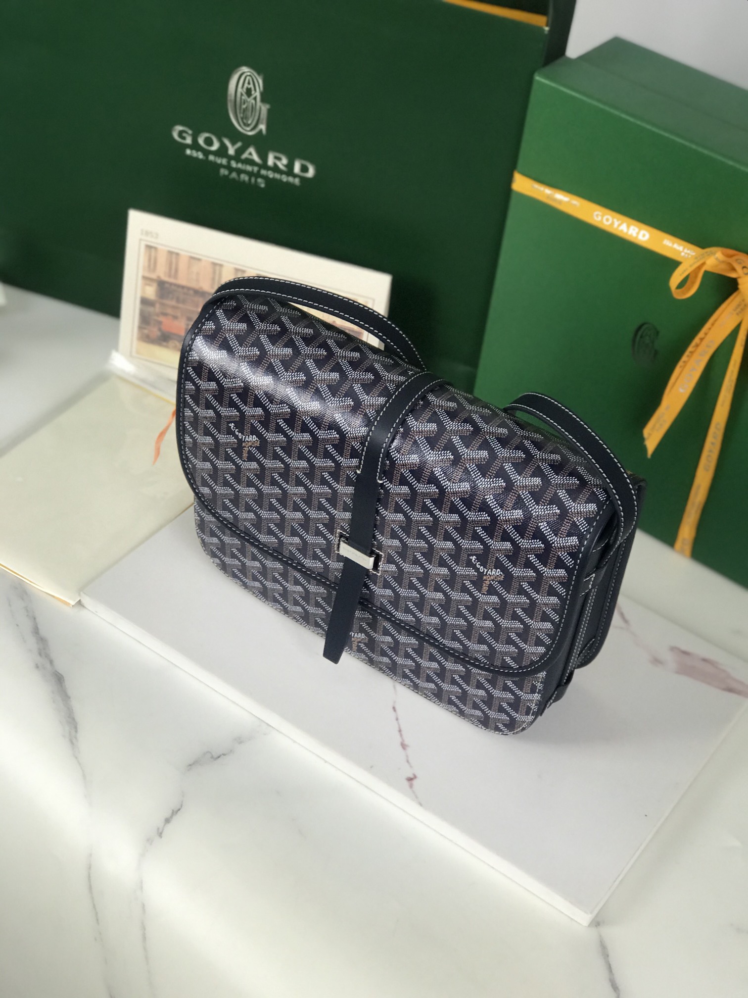 Goyard Belvedere MM Shoulder Bag Multiple colors Navy blue Leather Plastic ref.2158426