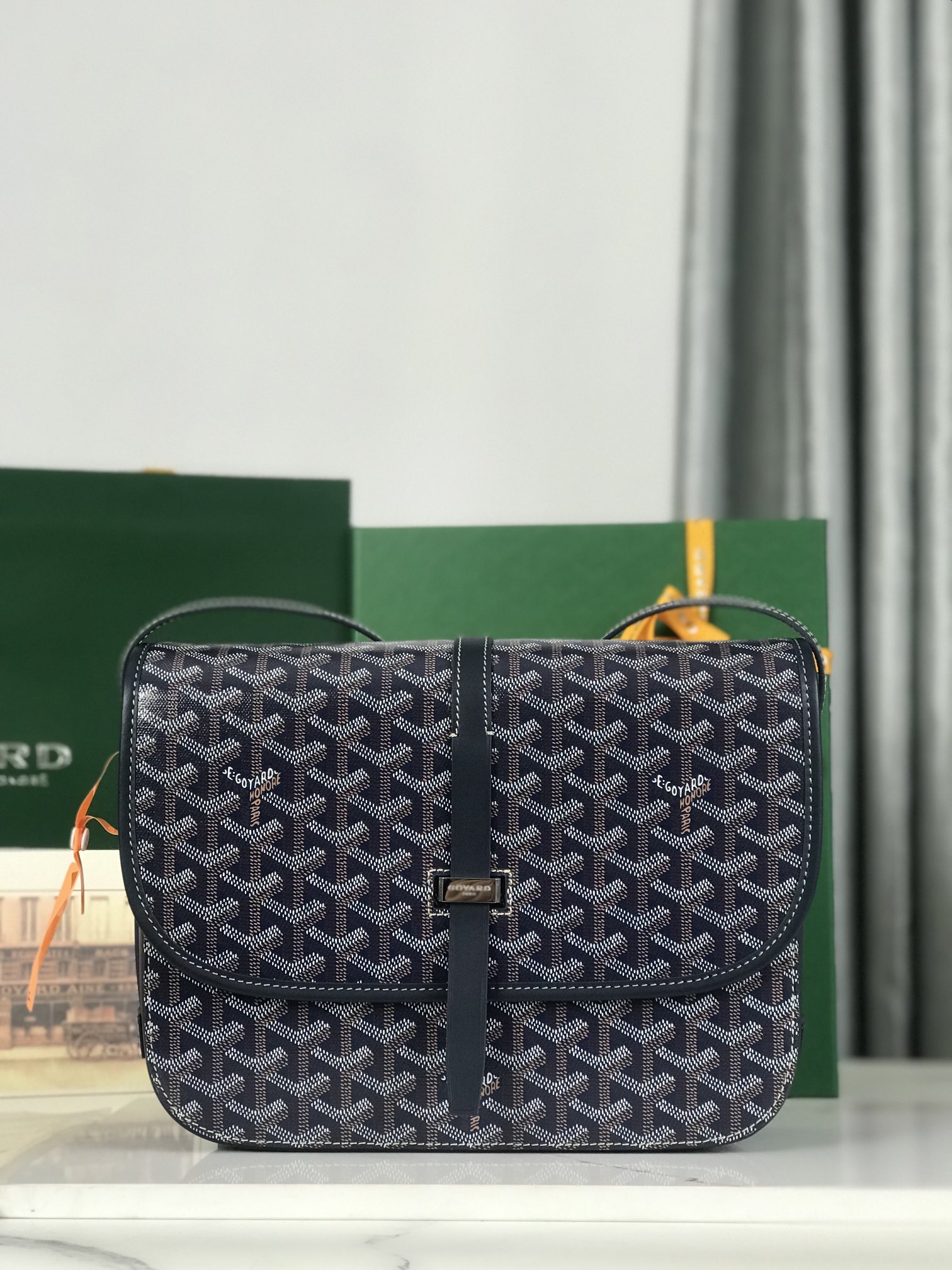 Goyard Belvedere MM Shoulder Bag Multiple colors Navy blue Leather Plastic ref.2158426