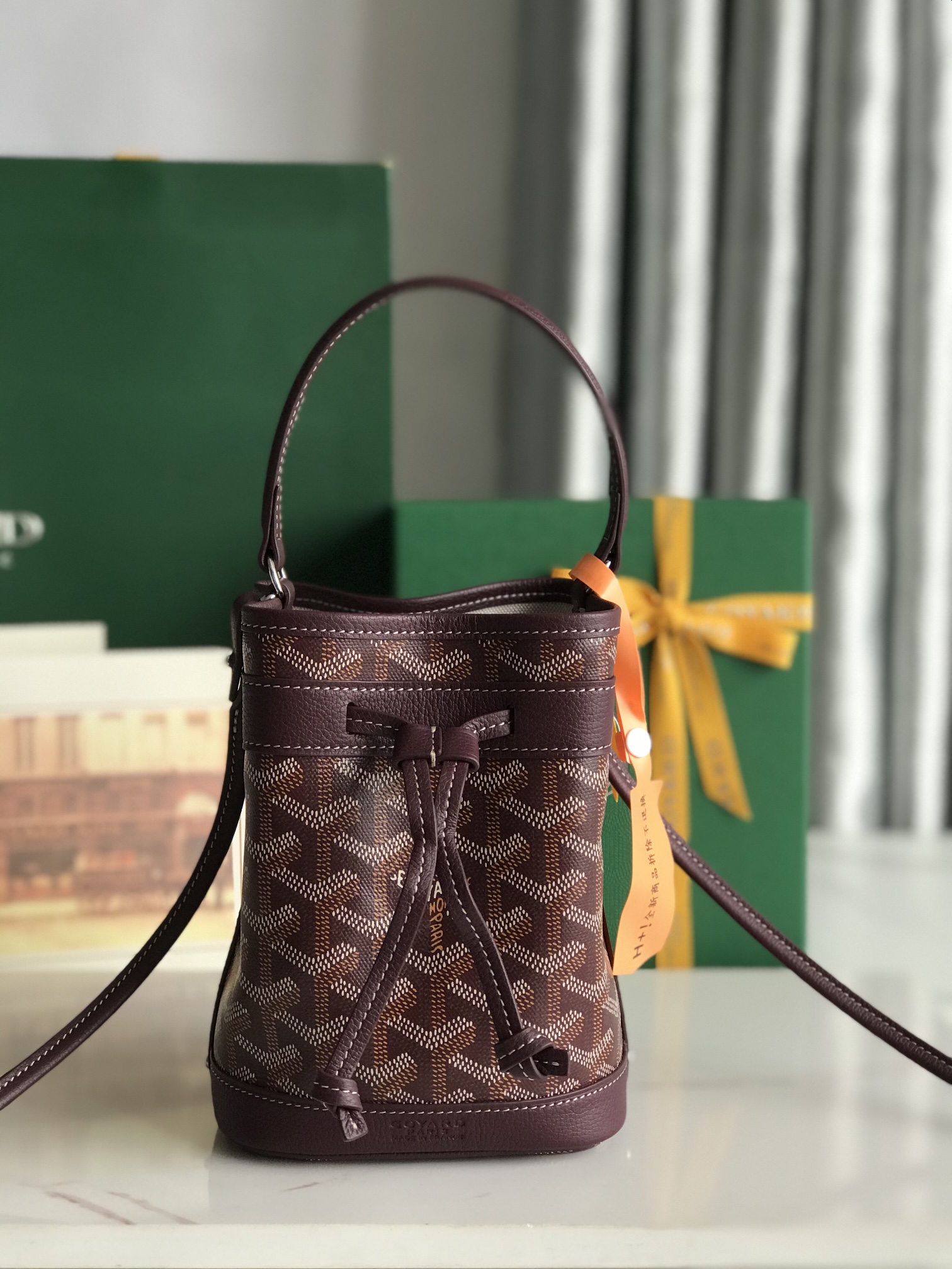 Goyard Petite Flot Bucket Bag BurgundyTan 139758379 |