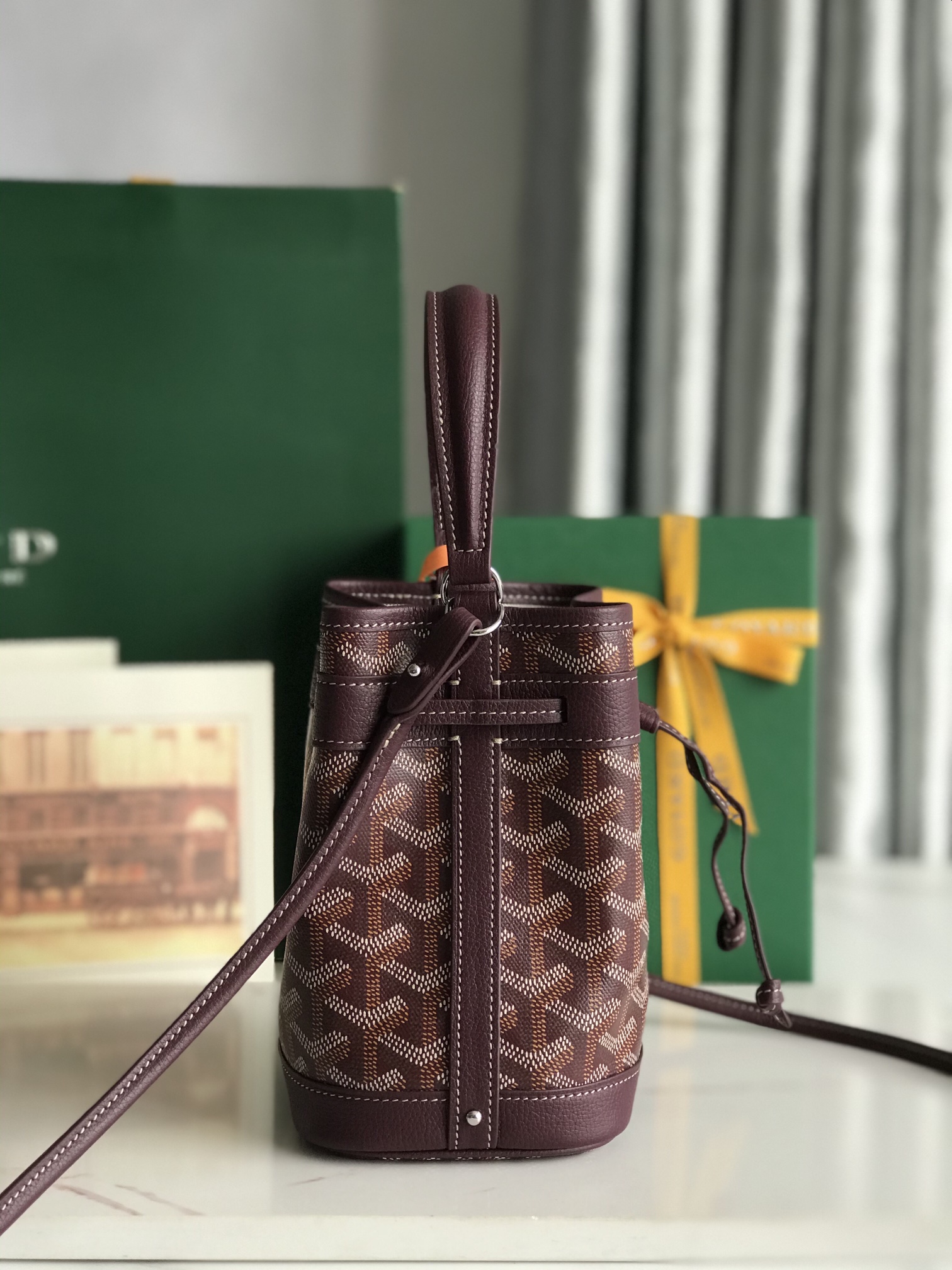 Goyard Petite Flot Bucket Bag BurgundyTan 139758379 |